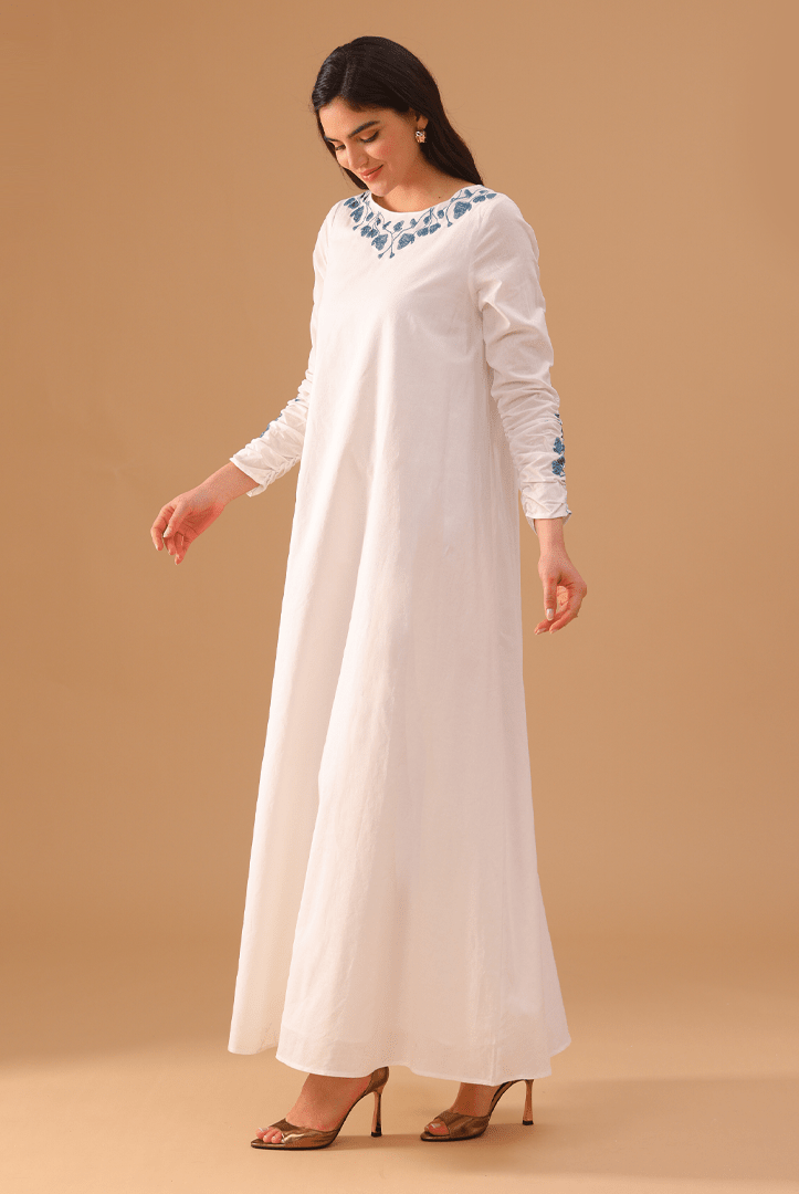 White Remie Dress with A - Line Skirt - shopaleena