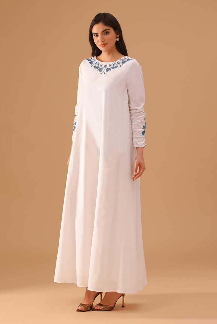 White Remie Dress with A - Line Skirt - shopaleena