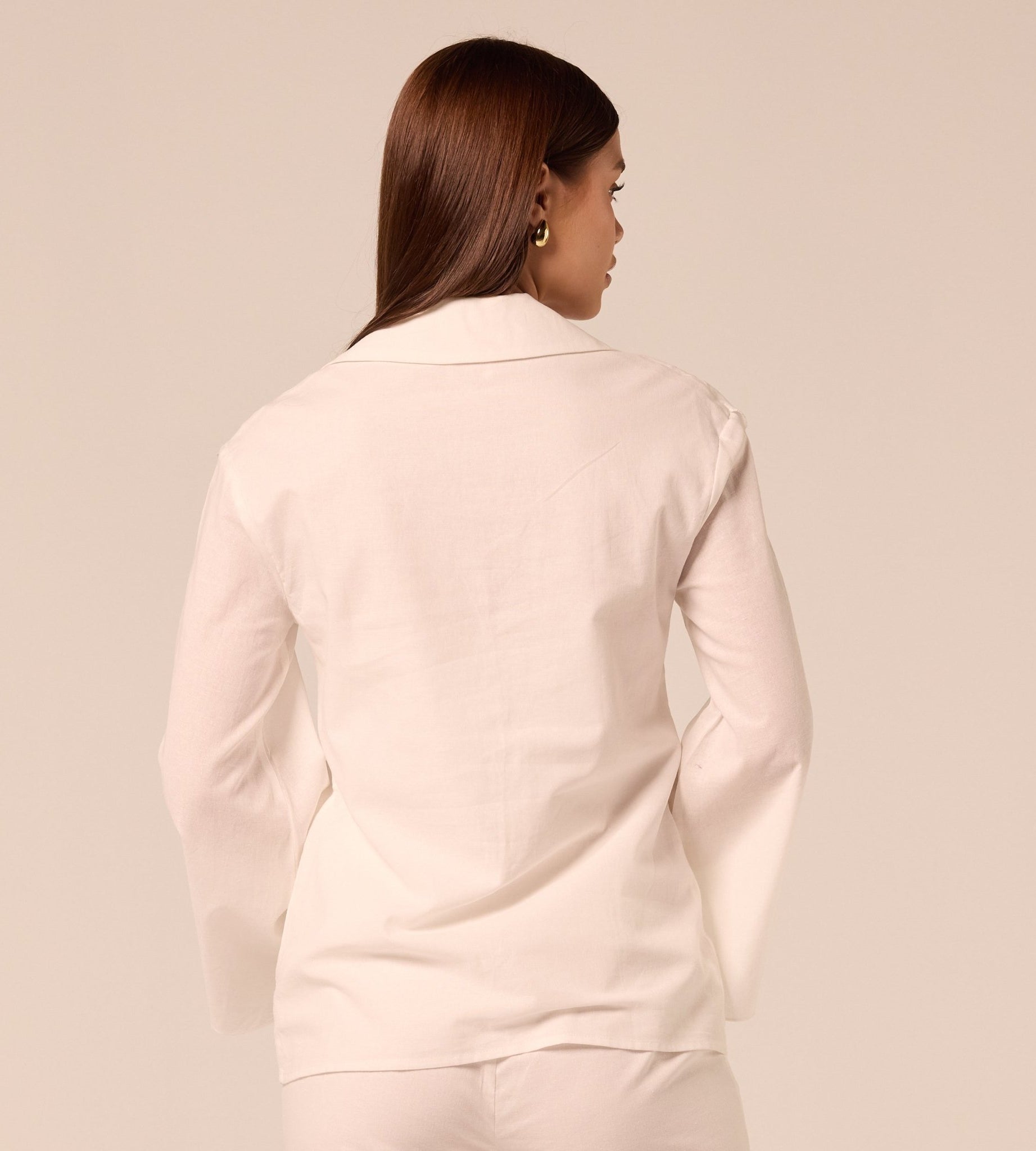 White Ruffle-Trim Cotton Blouse - shopaleena