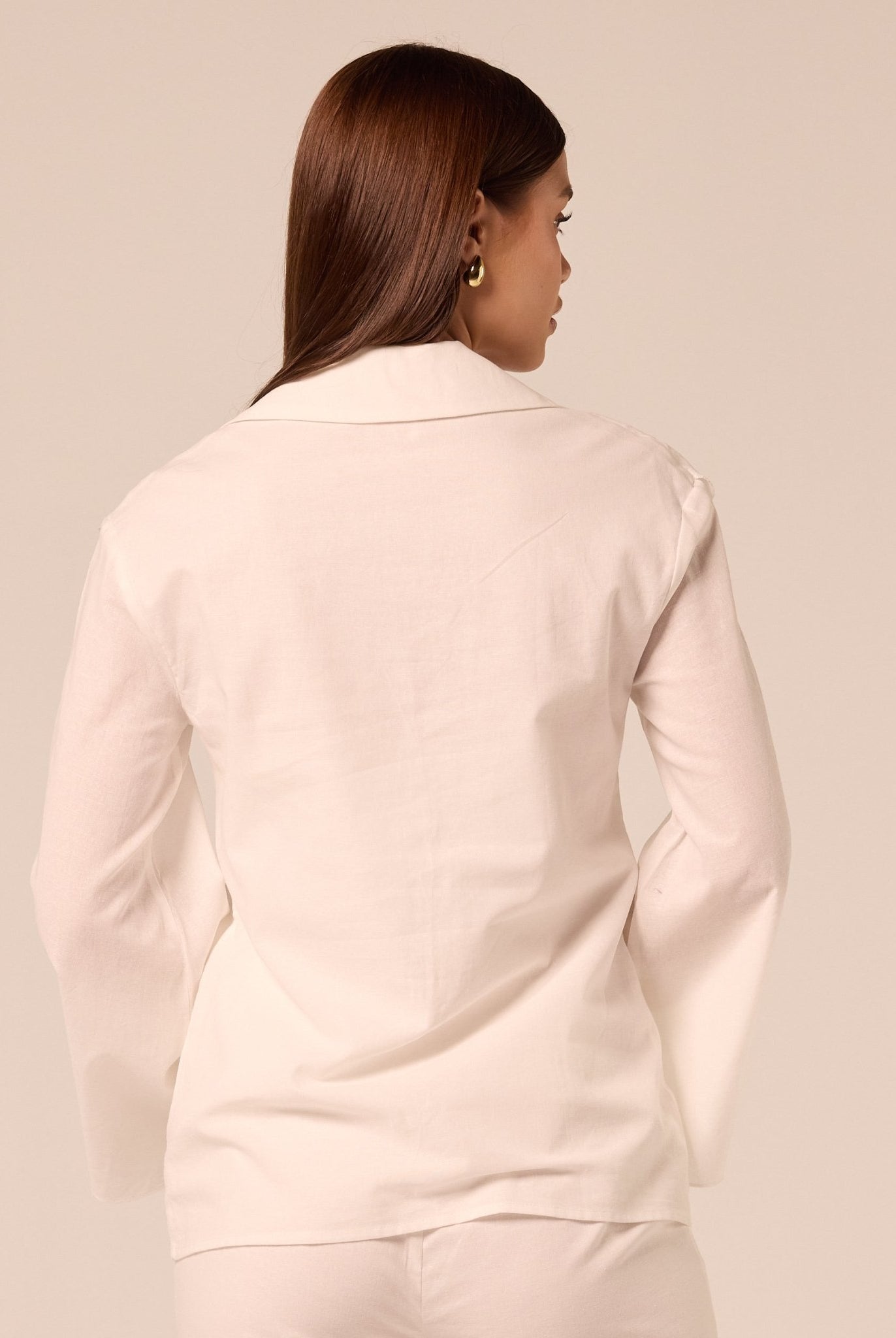 White Ruffle-Trim Cotton Blouse - shopaleena