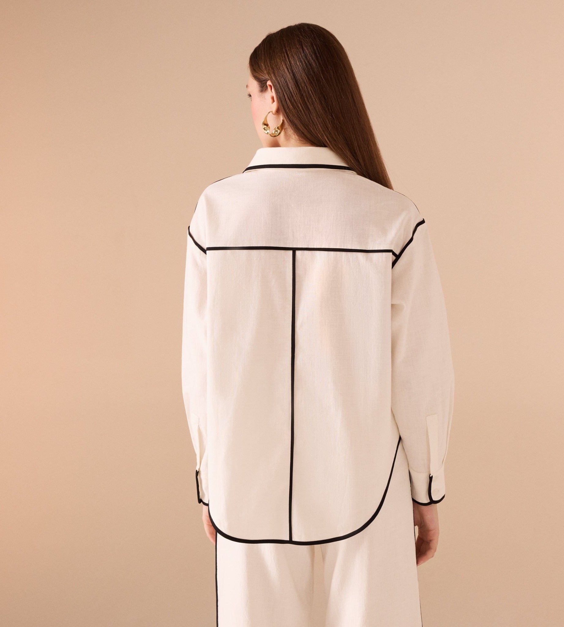 White Shirt Black Lines - shopaleena