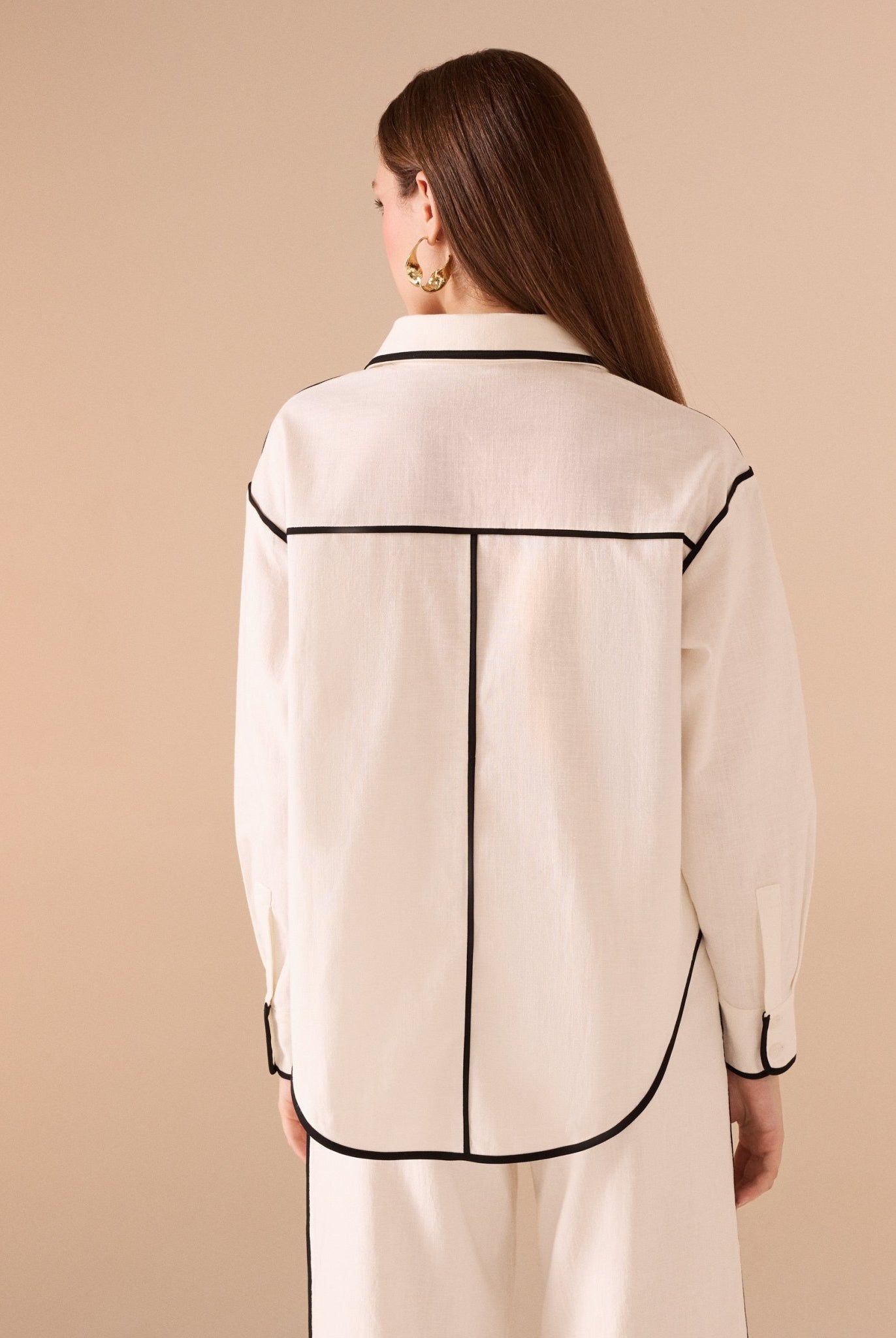 White Shirt Black Lines - shopaleena