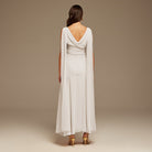 White Sleeveless Chiffon Maxi Dress with embroidery - shopaleena
