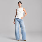 White Sleeveless Chiffon Ruffled Blouse - shopaleena