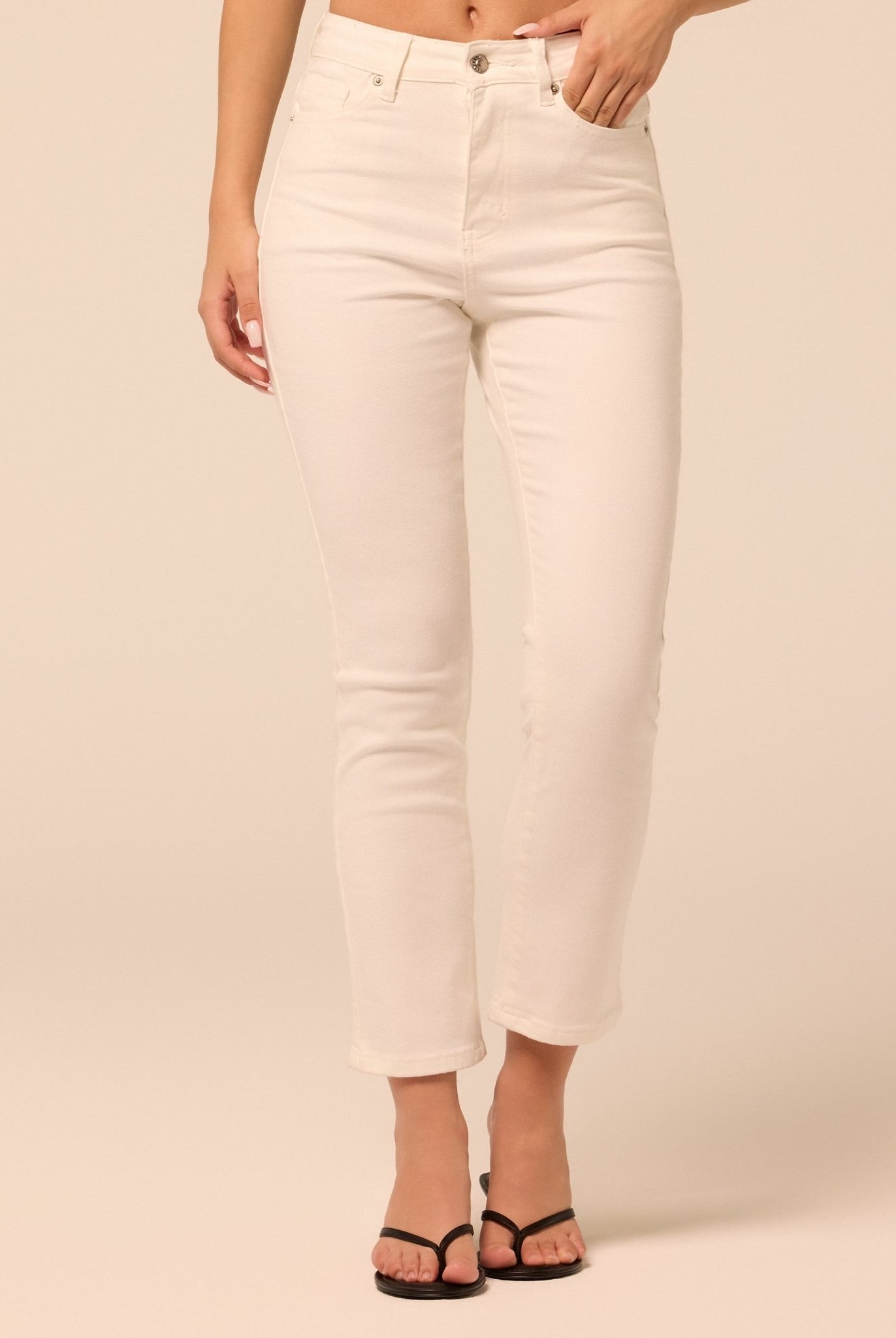 White Straight Leg Jeans - shopaleena