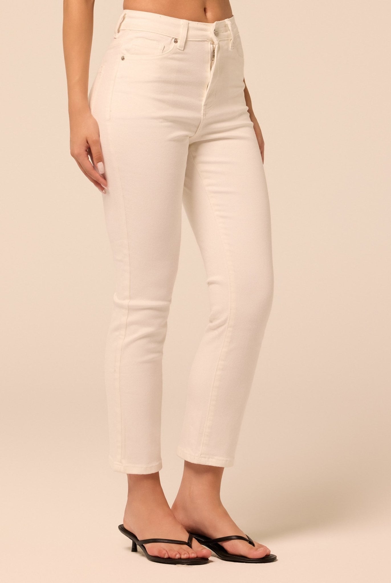 White Straight Leg Jeans - shopaleena