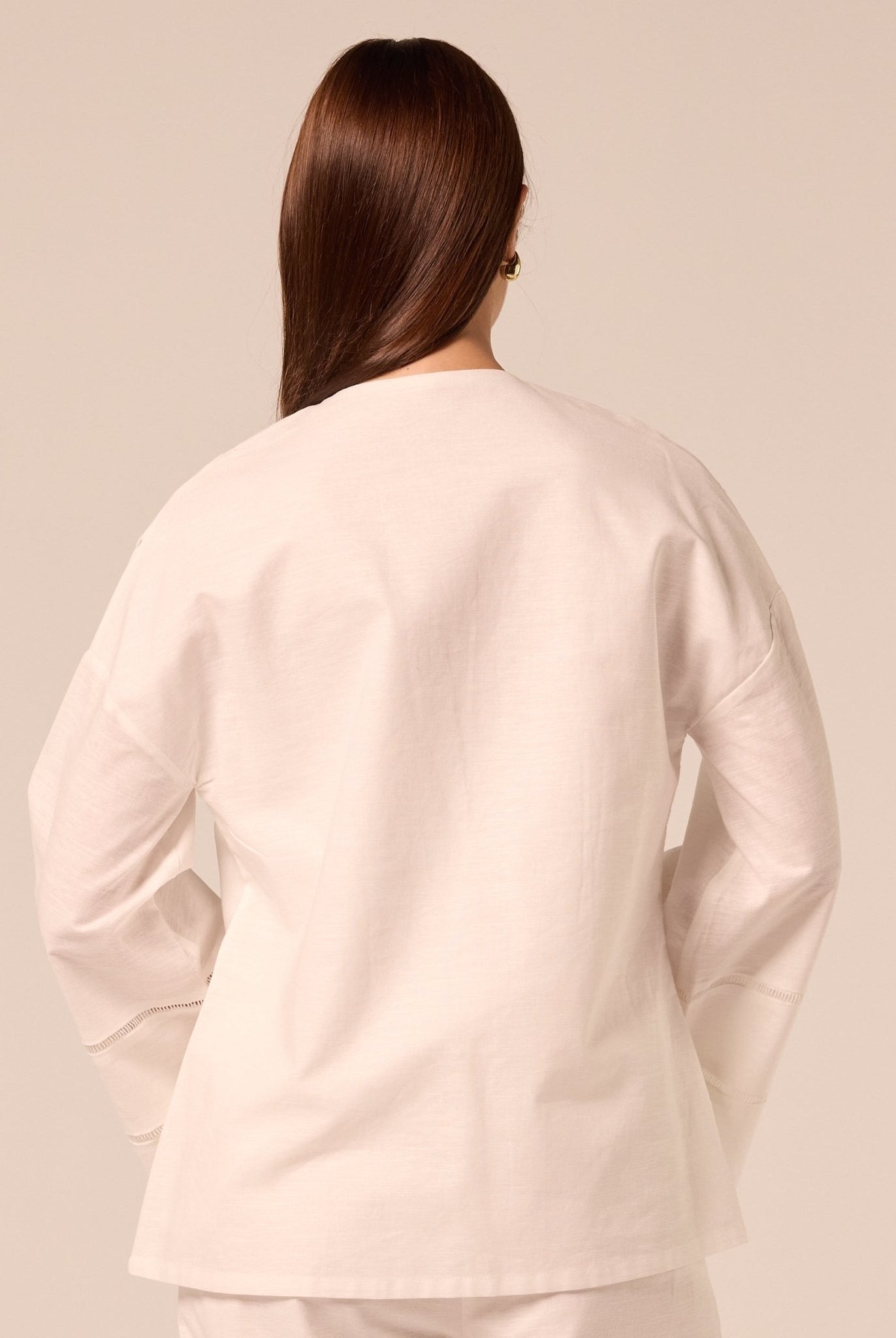 White Tie-Front Cotton-Linen Shirt - shopaleena