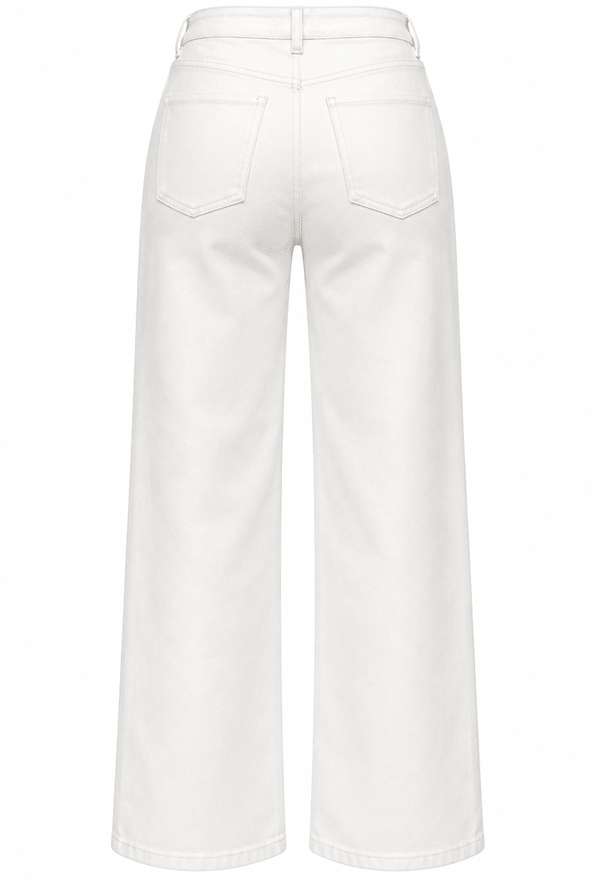 White Wide Leg Jeans - shopaleena