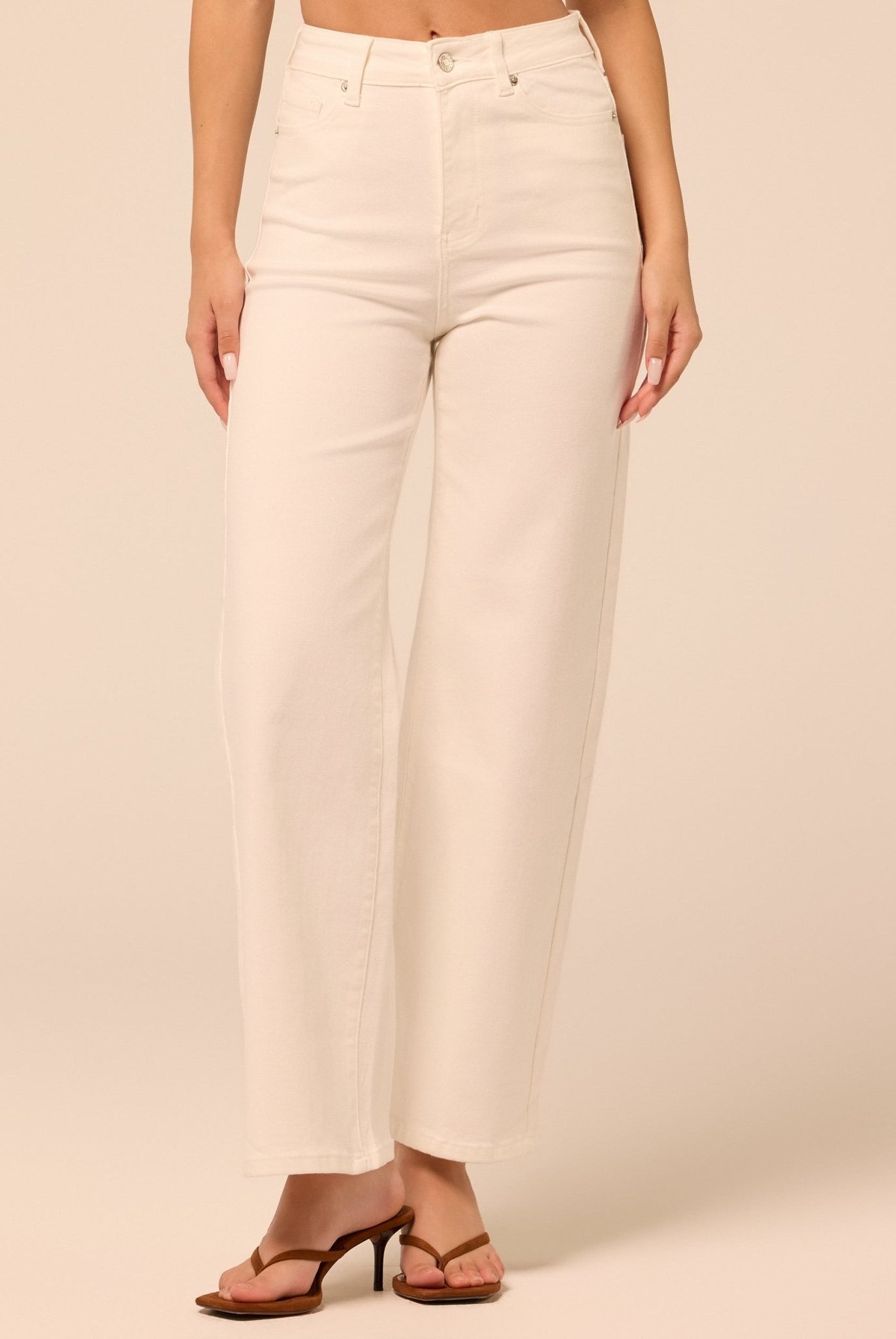 White Wide Leg Jeans - shopaleena