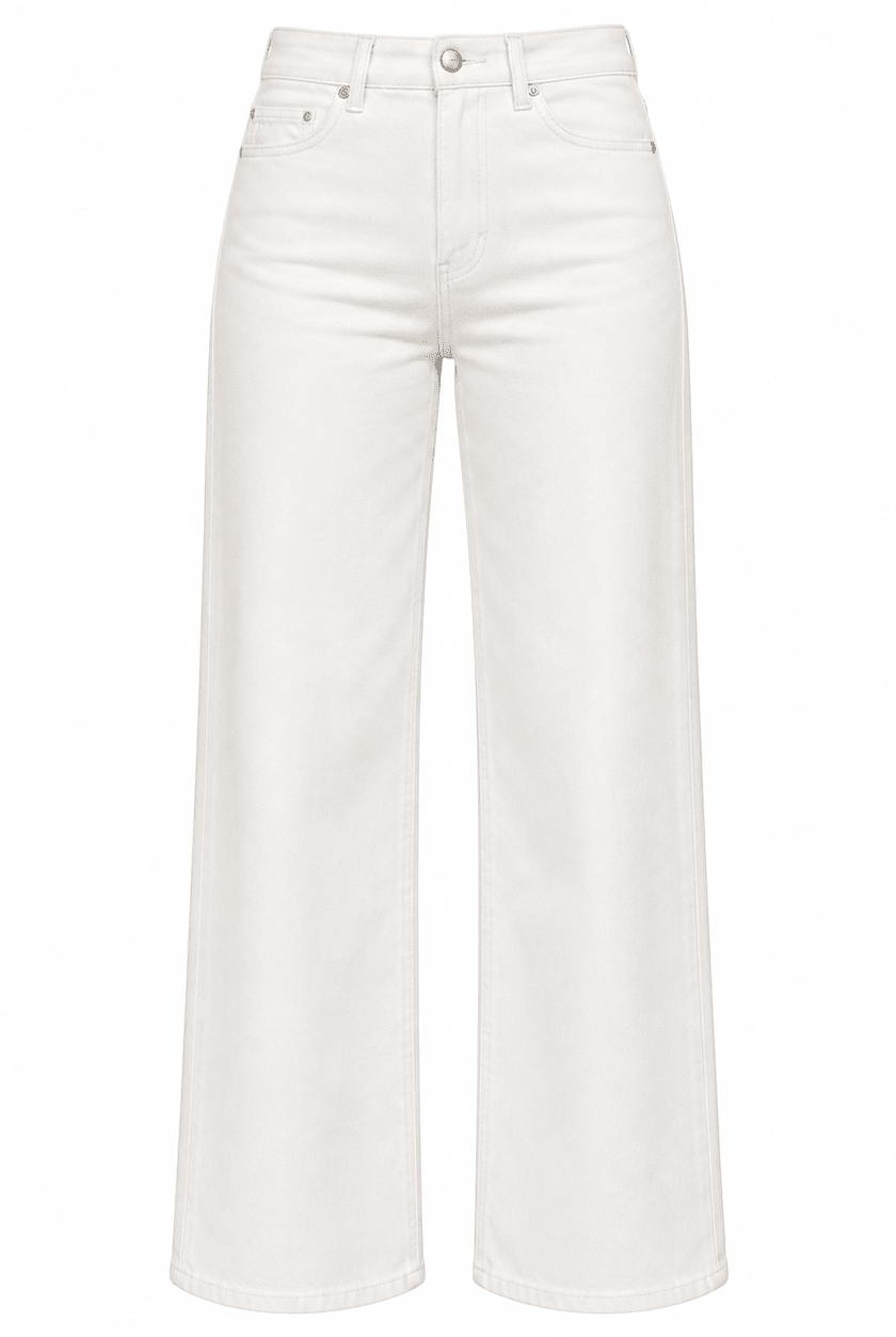 White Wide Leg Jeans - shopaleena