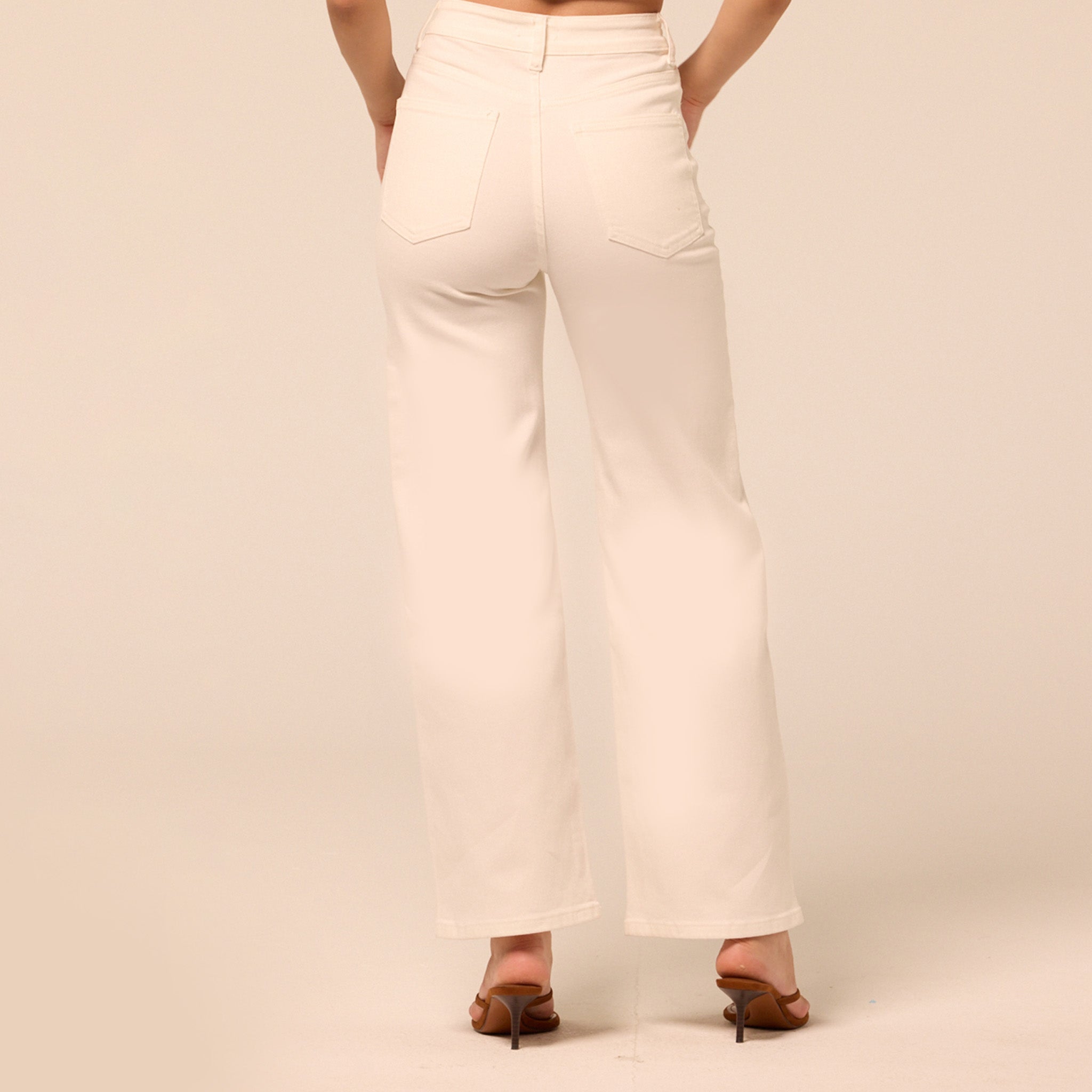 White Wide Leg Jeans - shopaleena