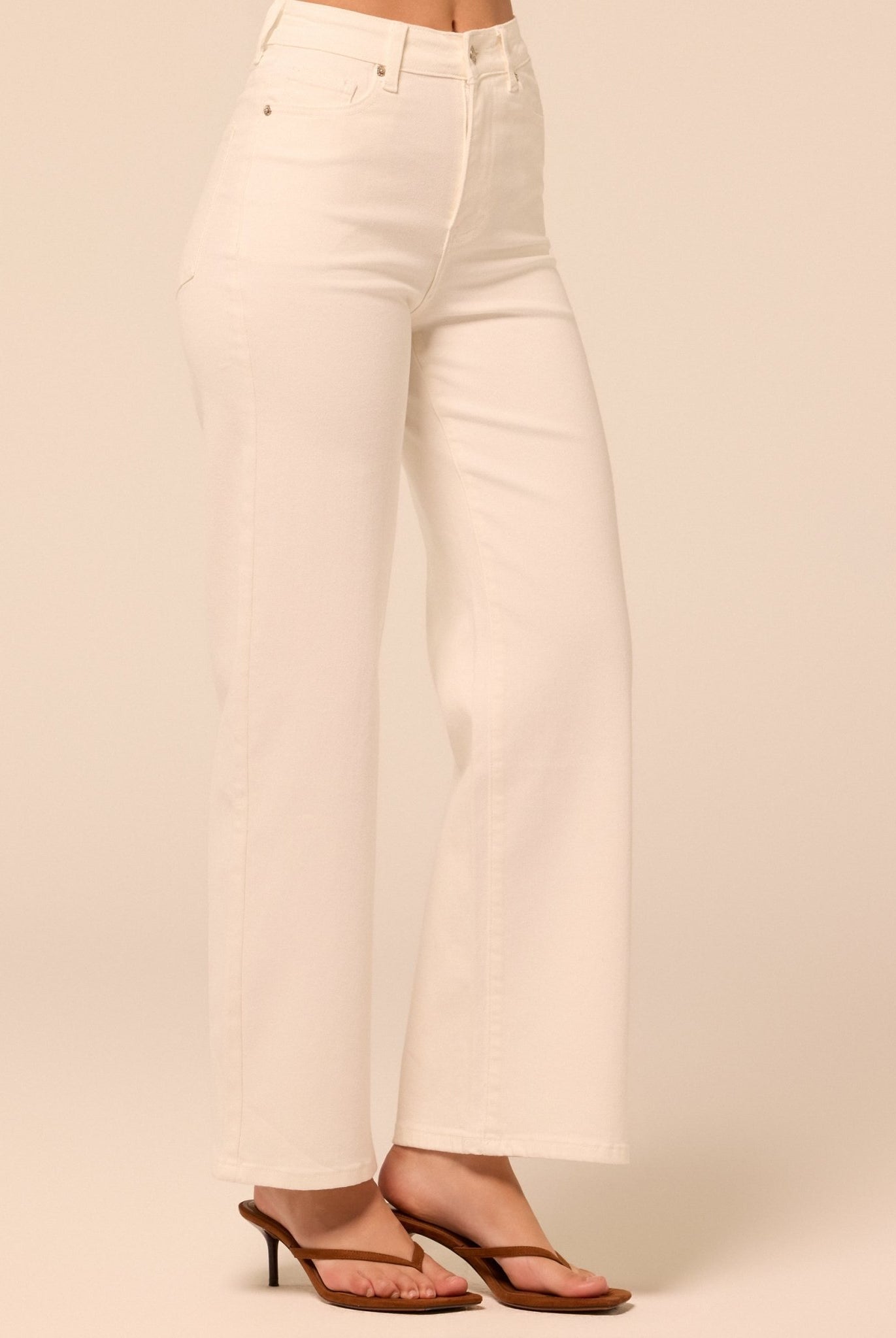 White Wide Leg Jeans - shopaleena