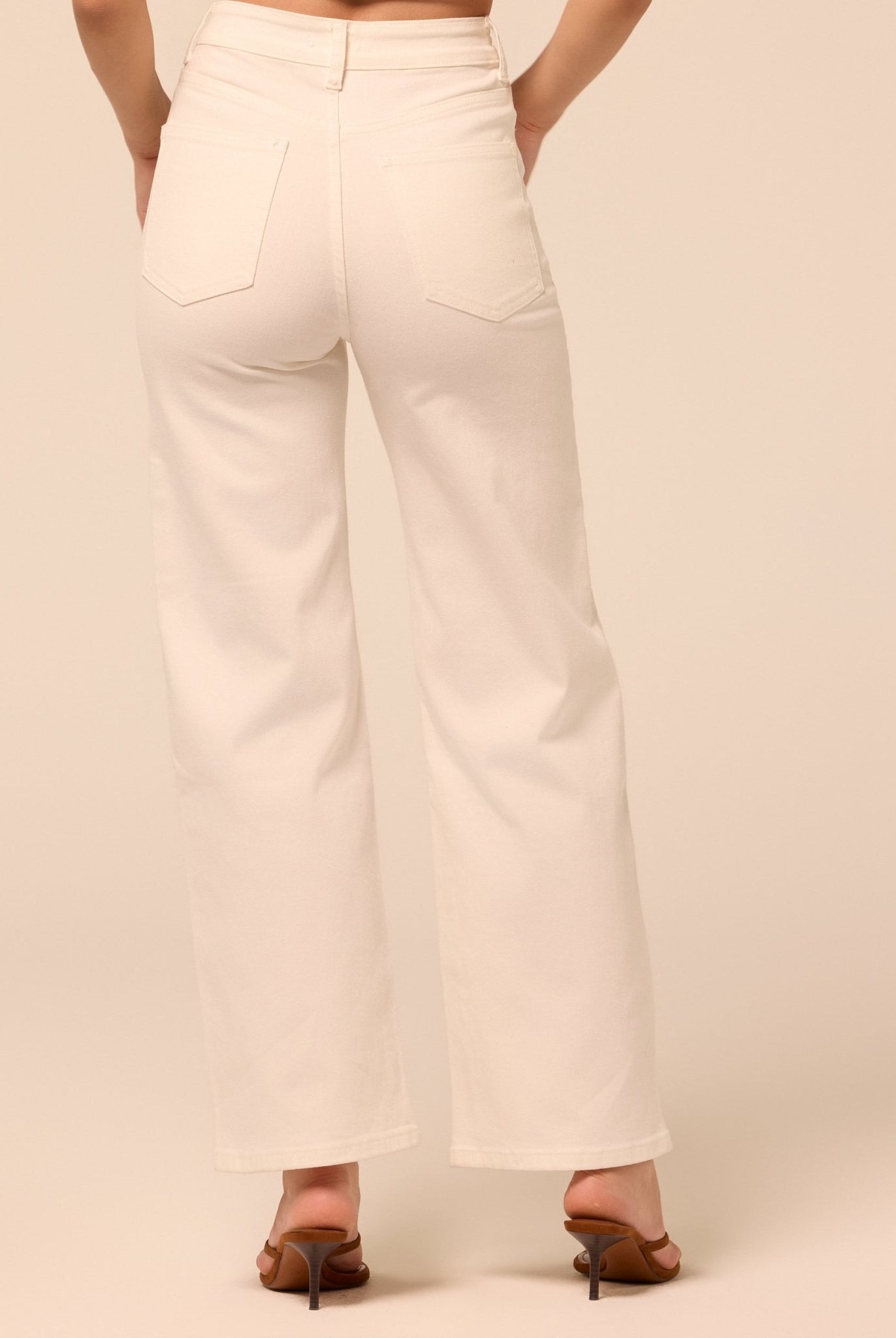 White Wide Leg Jeans - shopaleena