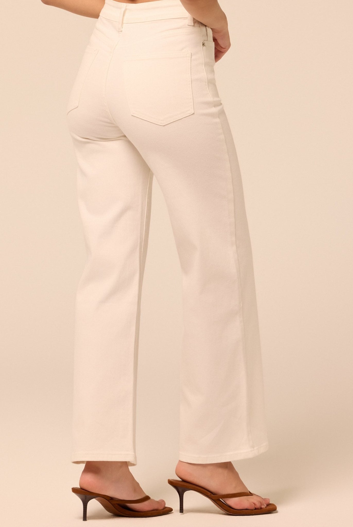 White Wide Leg Jeans - shopaleena
