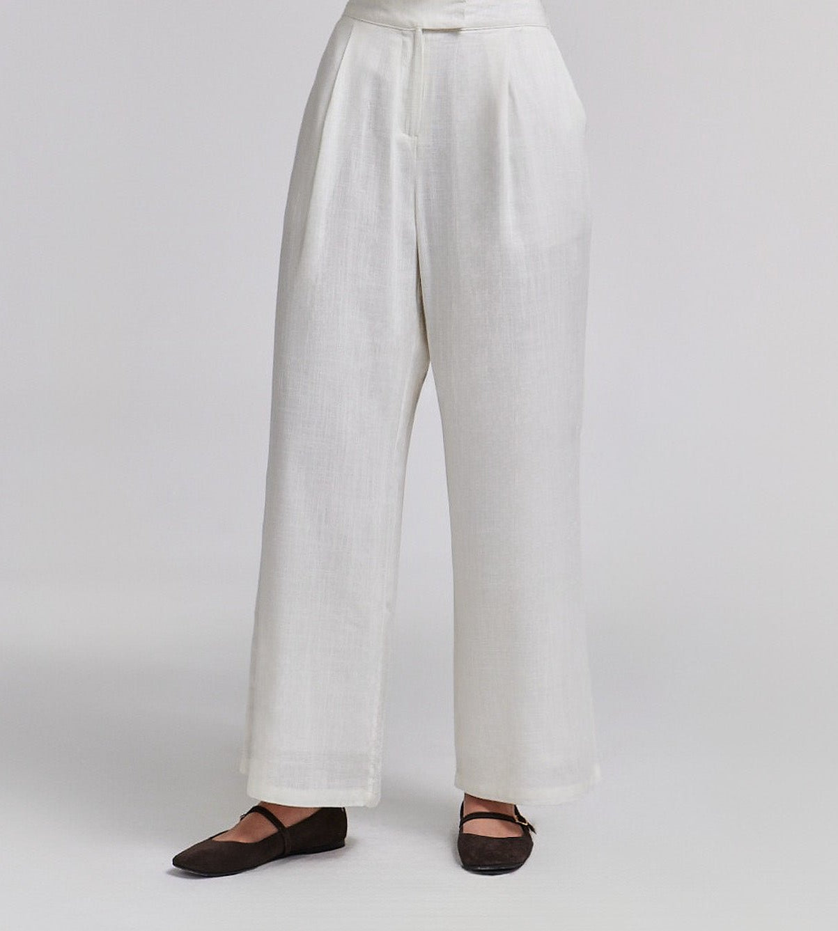 White Wide Leg Pants with Lining - shopaleena