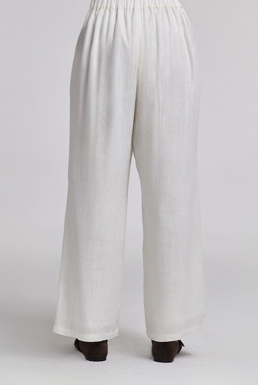 White Wide Leg Pants with Lining - shopaleena
