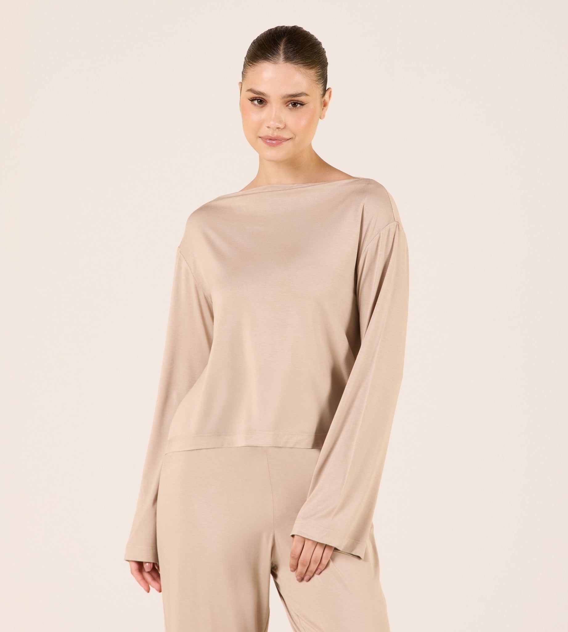 Wide Fit Bamboo Boat Neckline Top - shopaleena