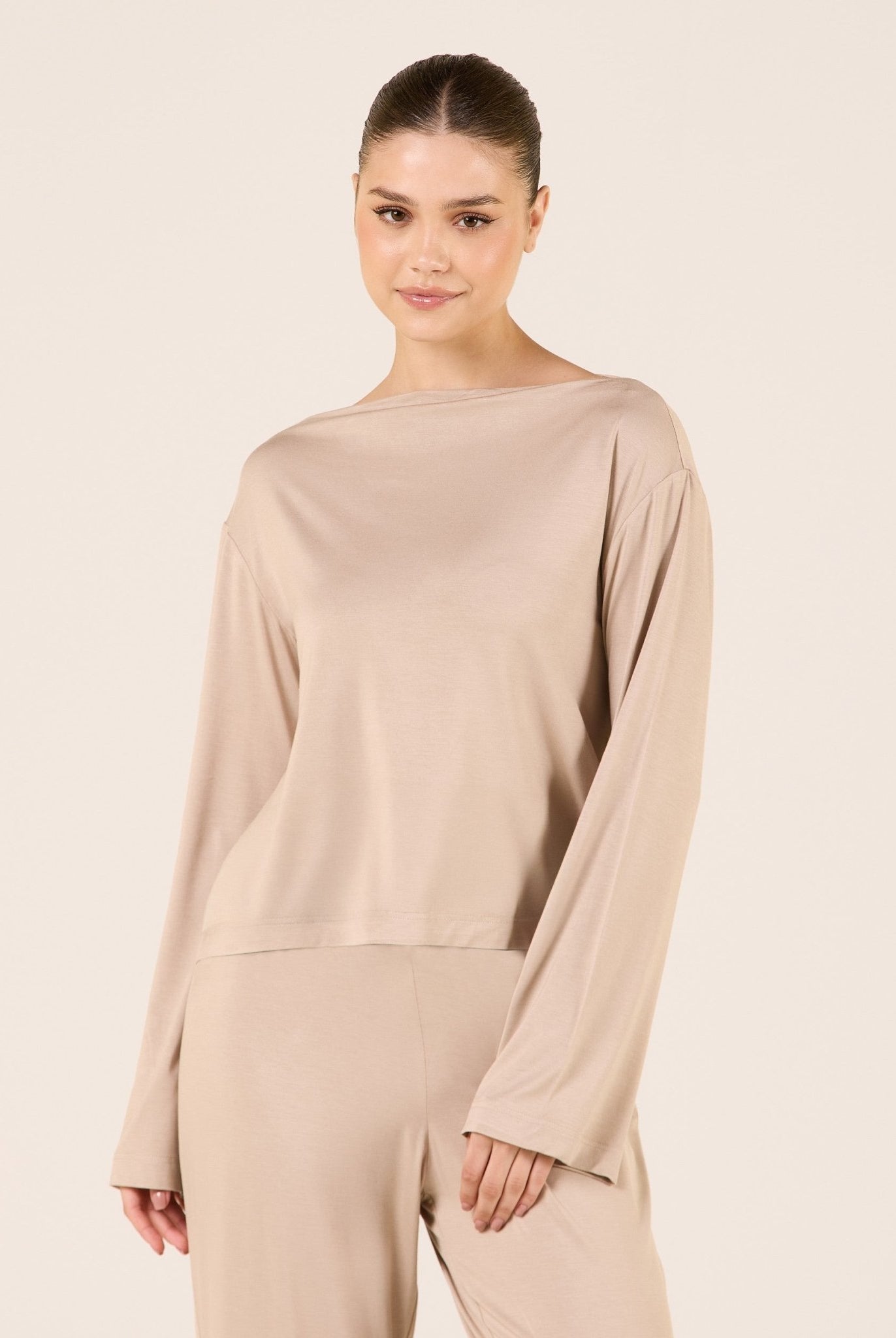 Wide Fit Bamboo Boat Neckline Top - shopaleena