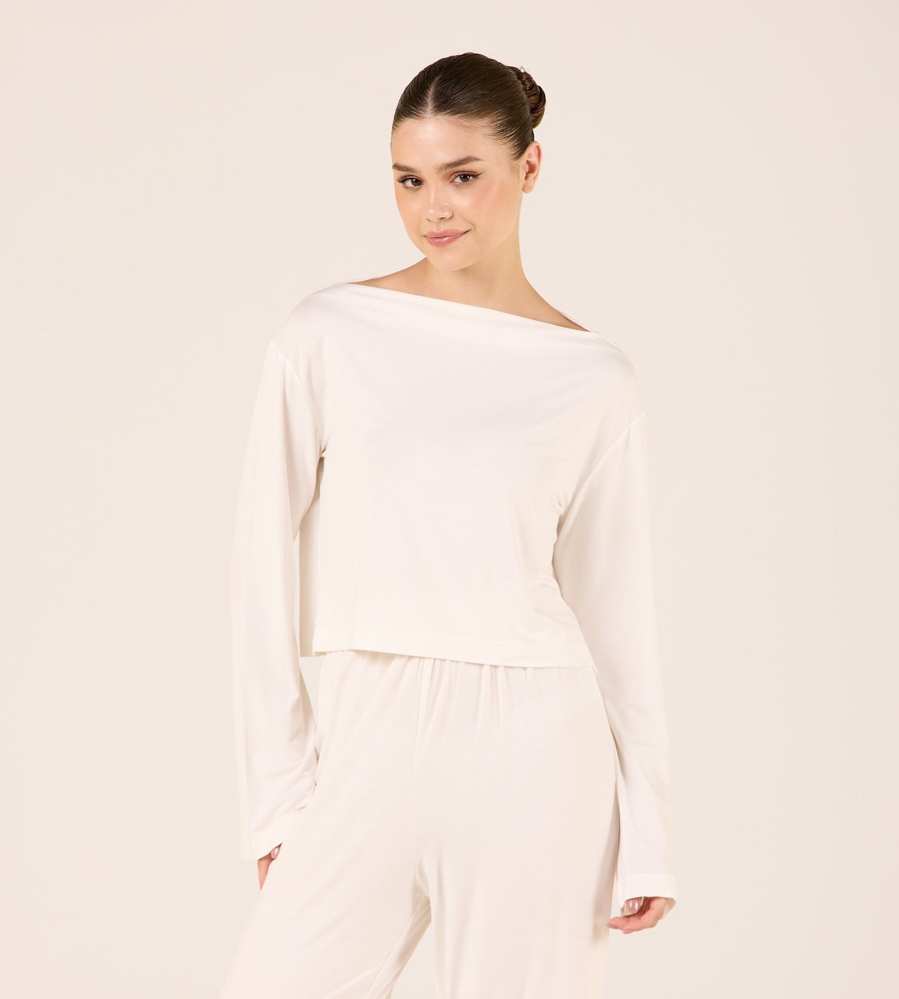 Wide Fit Bamboo Boat Neckline Top - shopaleena