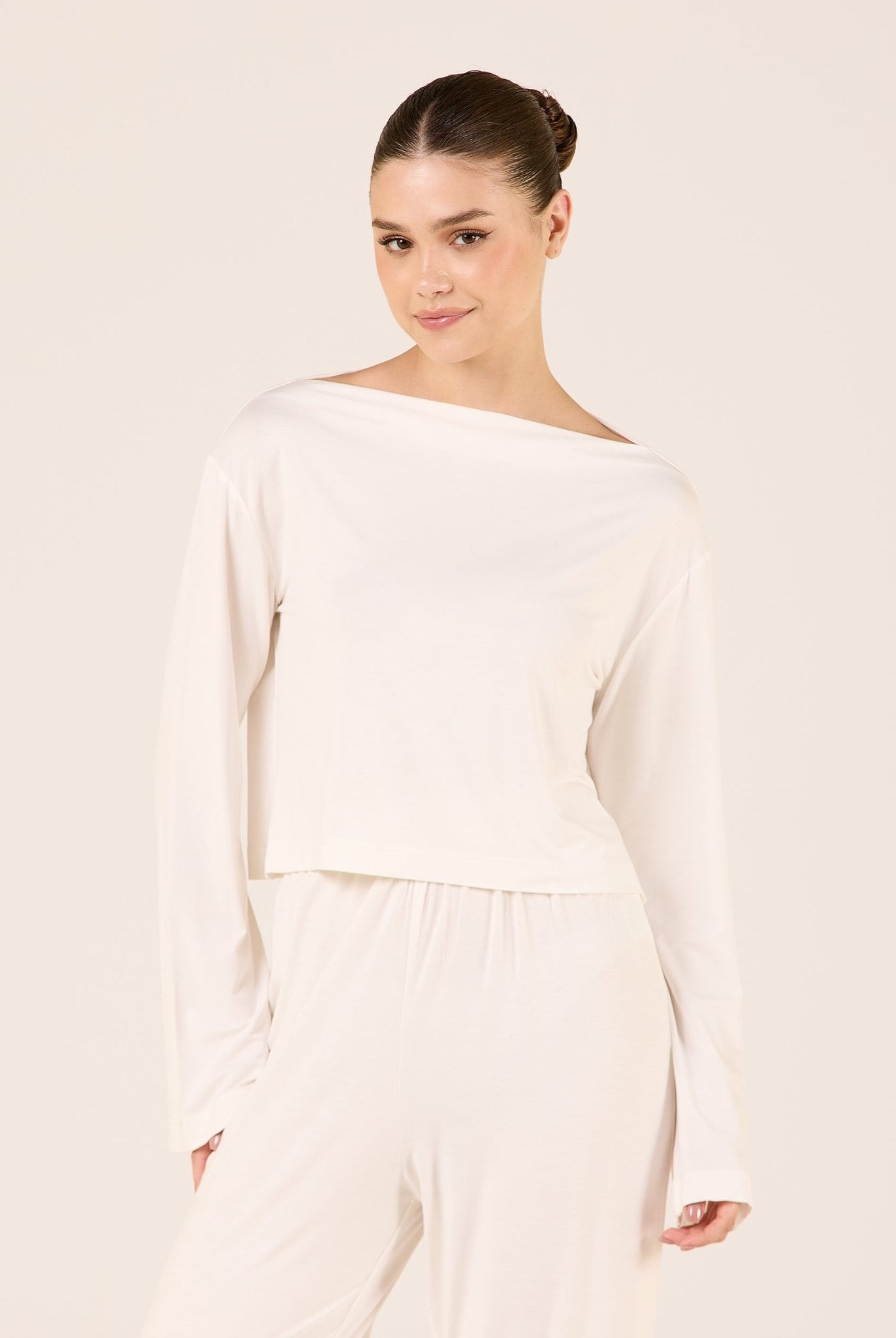 Wide Fit Bamboo Boat Neckline Top - shopaleena