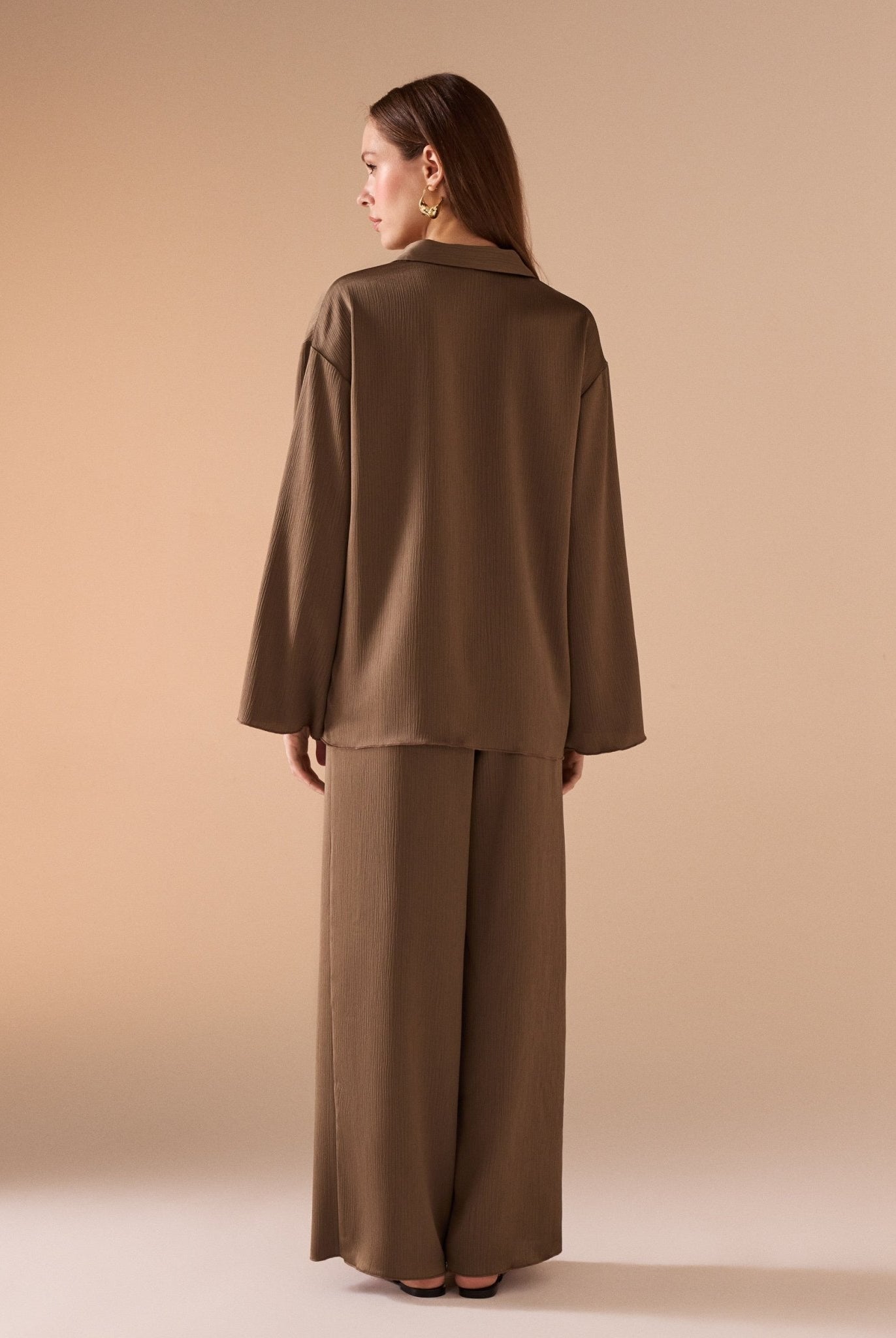 Wide Leg Brown Trouser - shopaleena