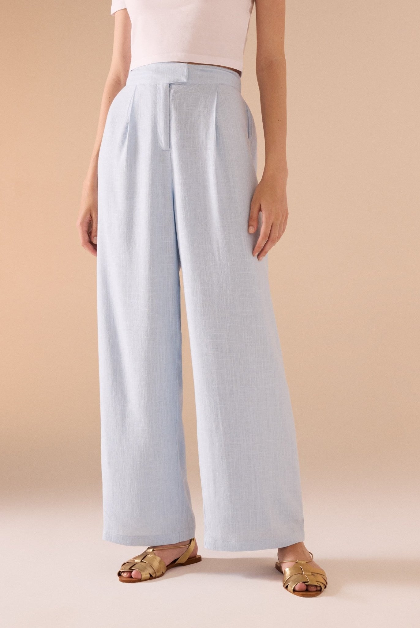 Wide Leg Linen Trouser - shopaleena