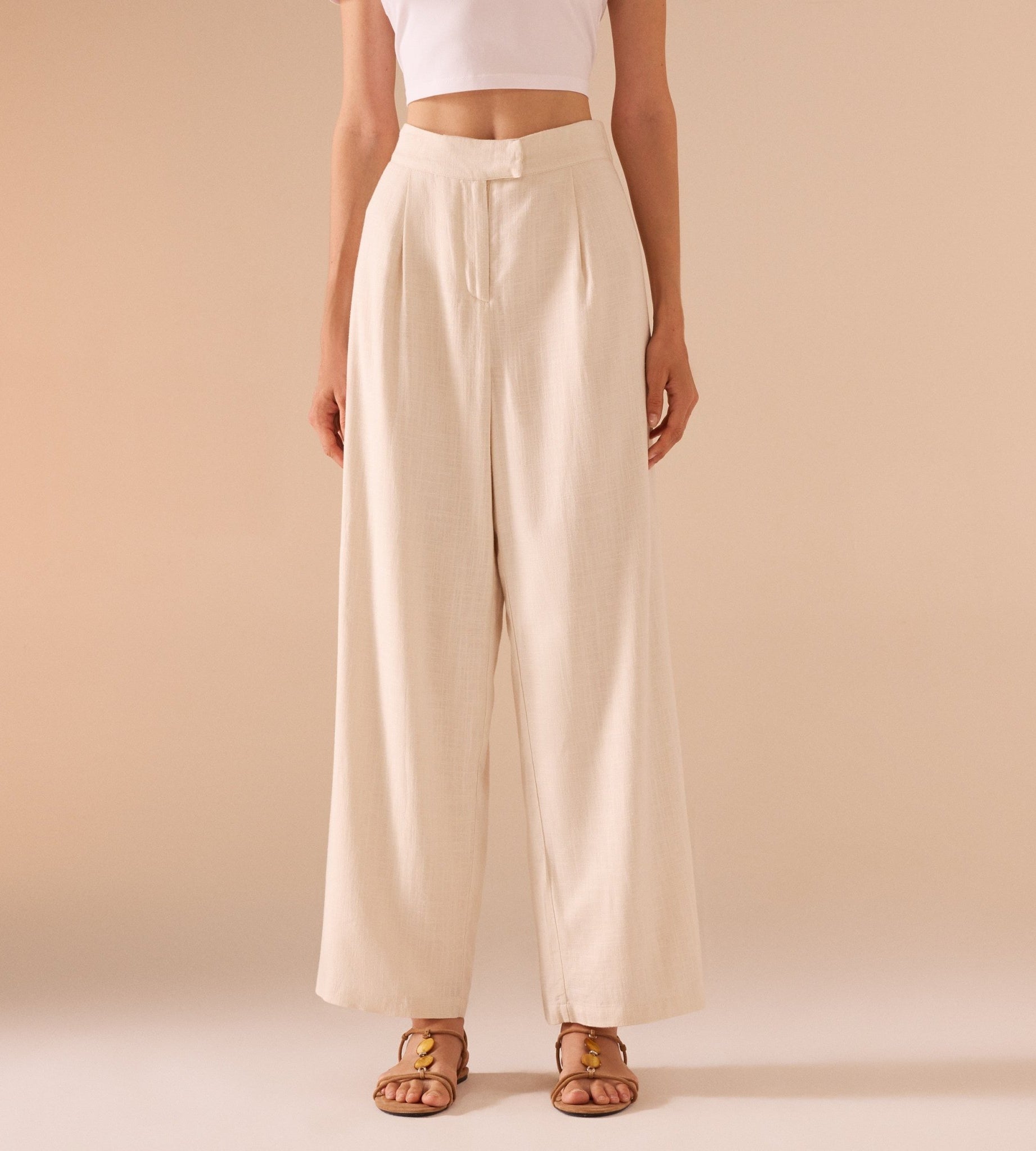 Wide Leg Linen Trouser - shopaleena