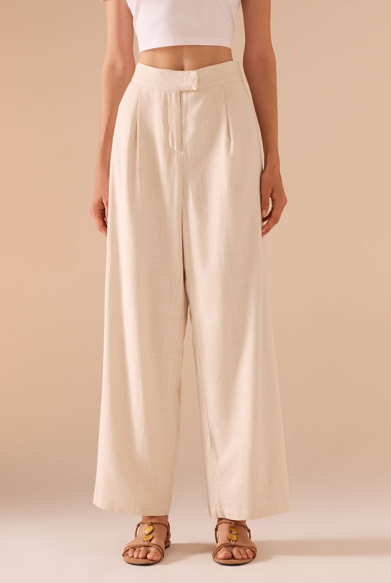 Wide Leg Linen Trouser - shopaleena