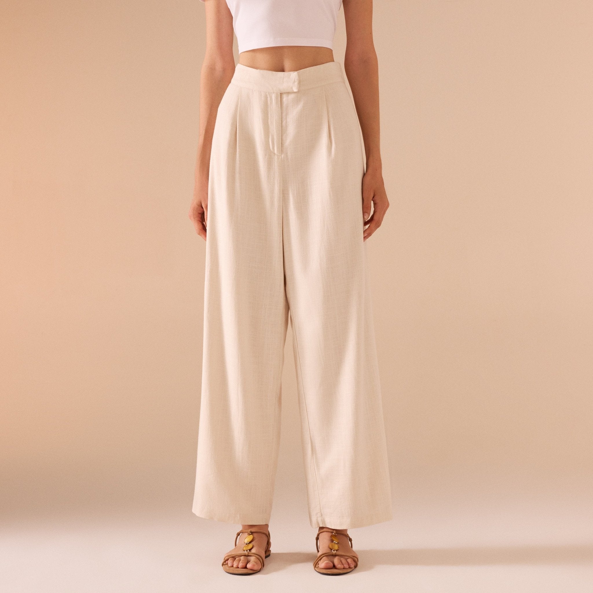 Wide Leg Linen Trouser - shopaleena