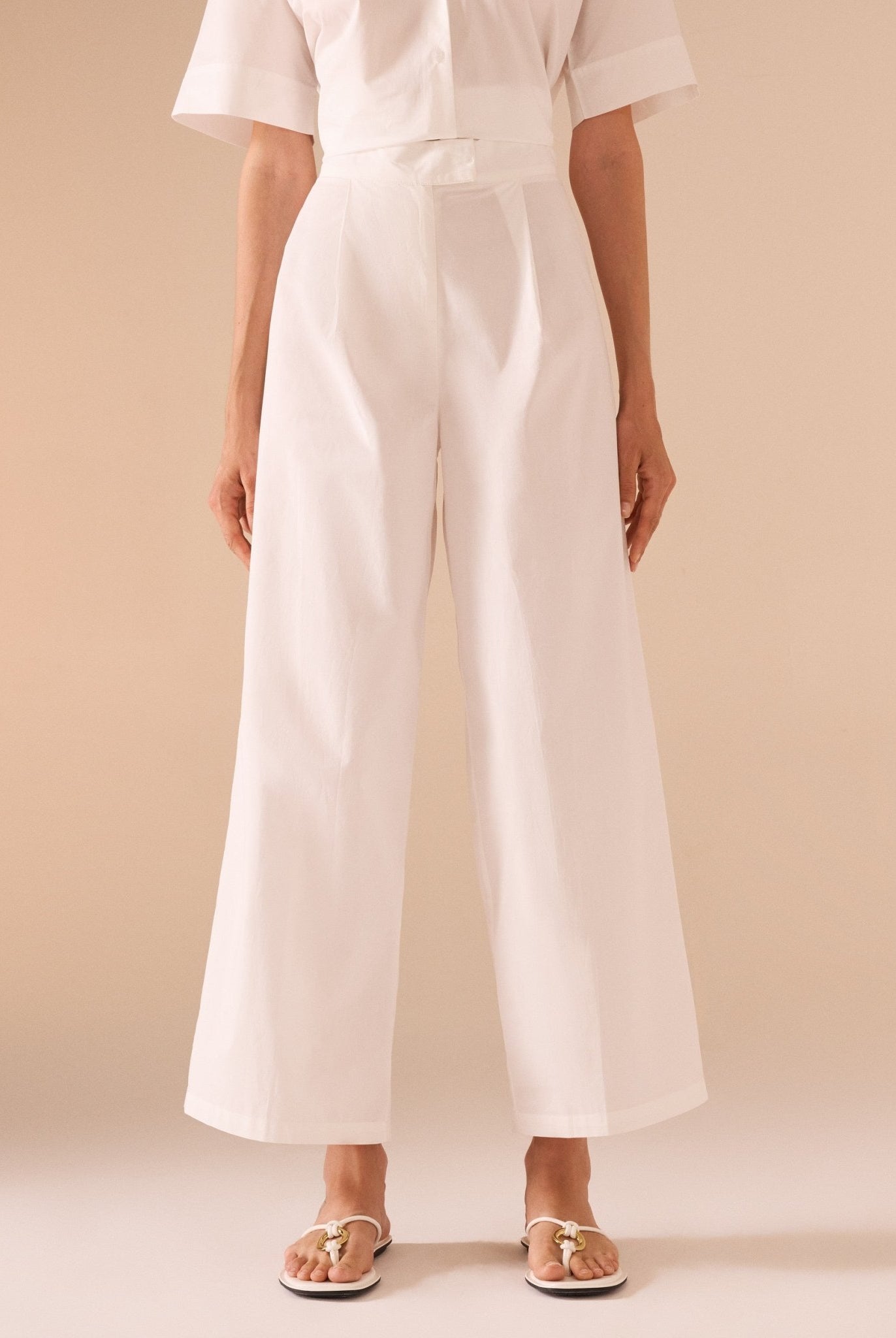 Wide Leg Poplin Pant - shopaleena