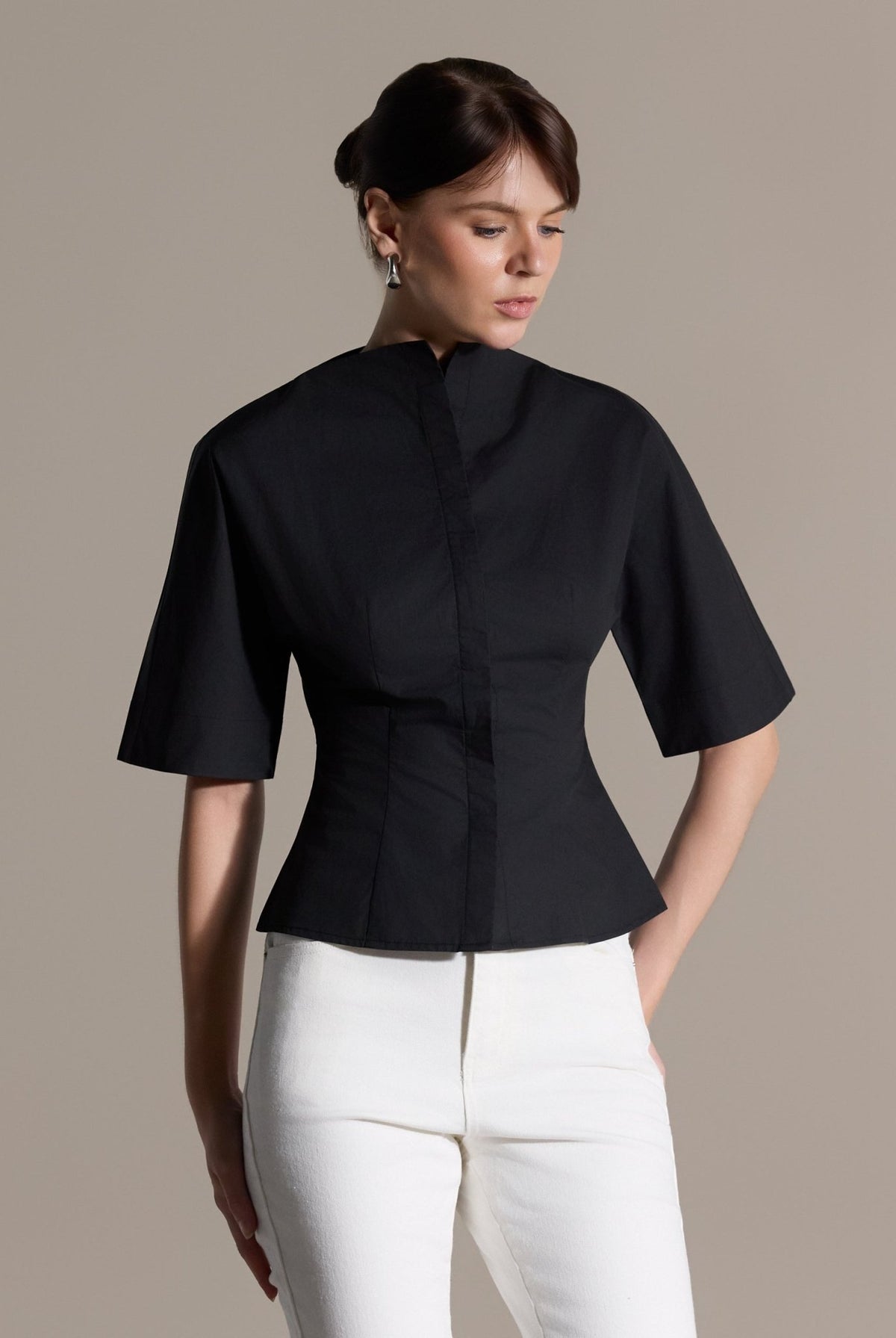 Wide Short-Sleeve Cotton Shirt - shopaleena