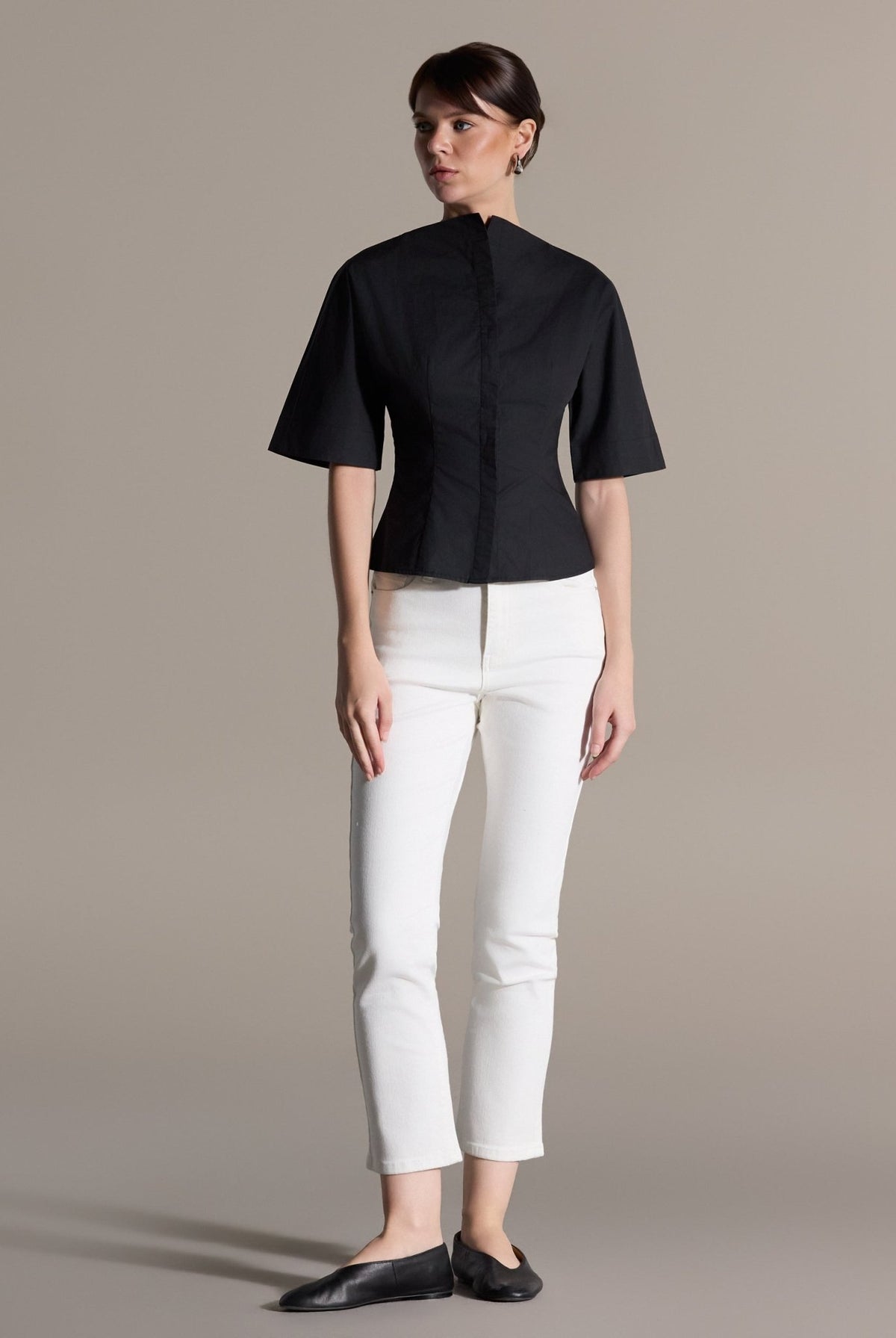 Wide Short-Sleeve Cotton Shirt - shopaleena