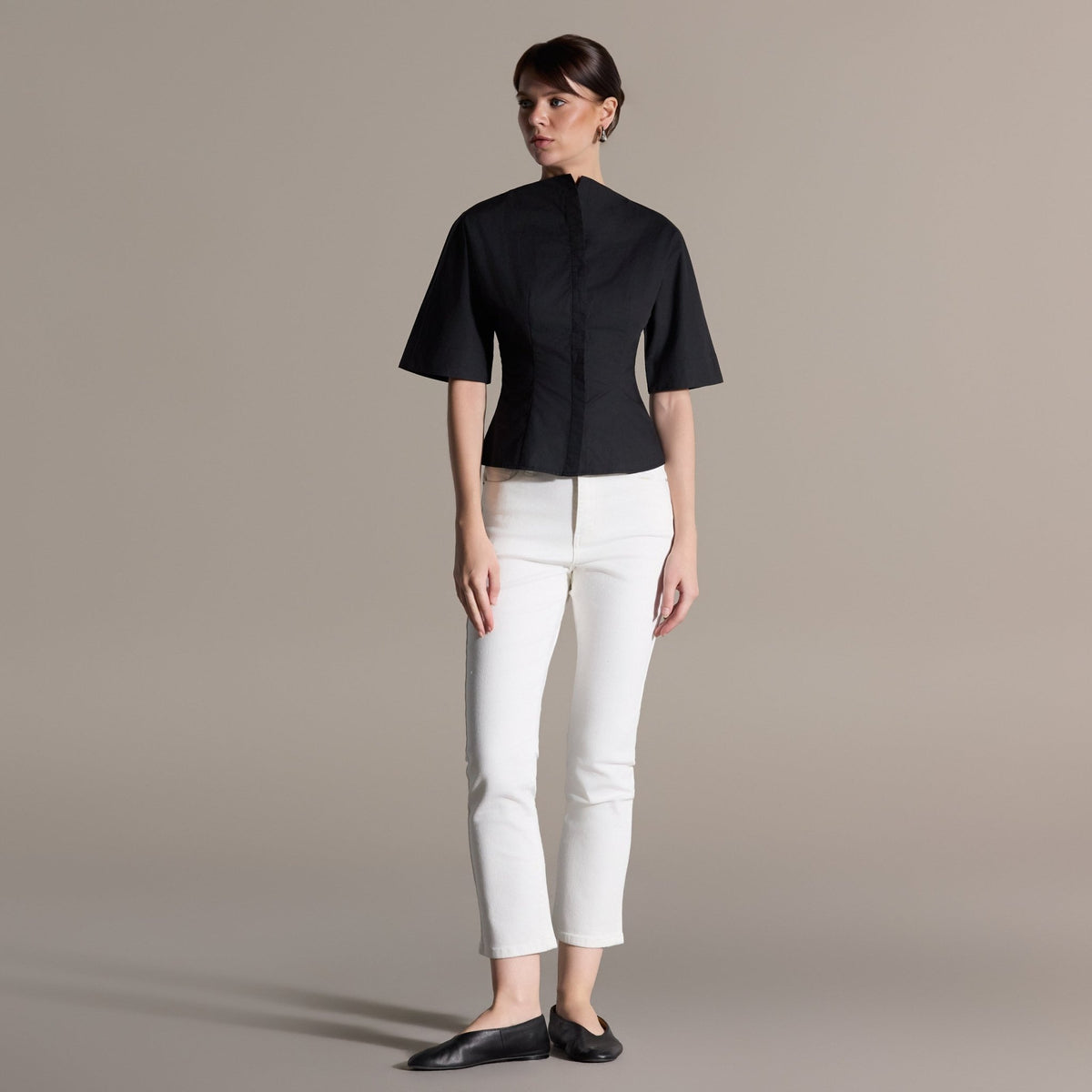 Wide Short-Sleeve Cotton Shirt - shopaleena
