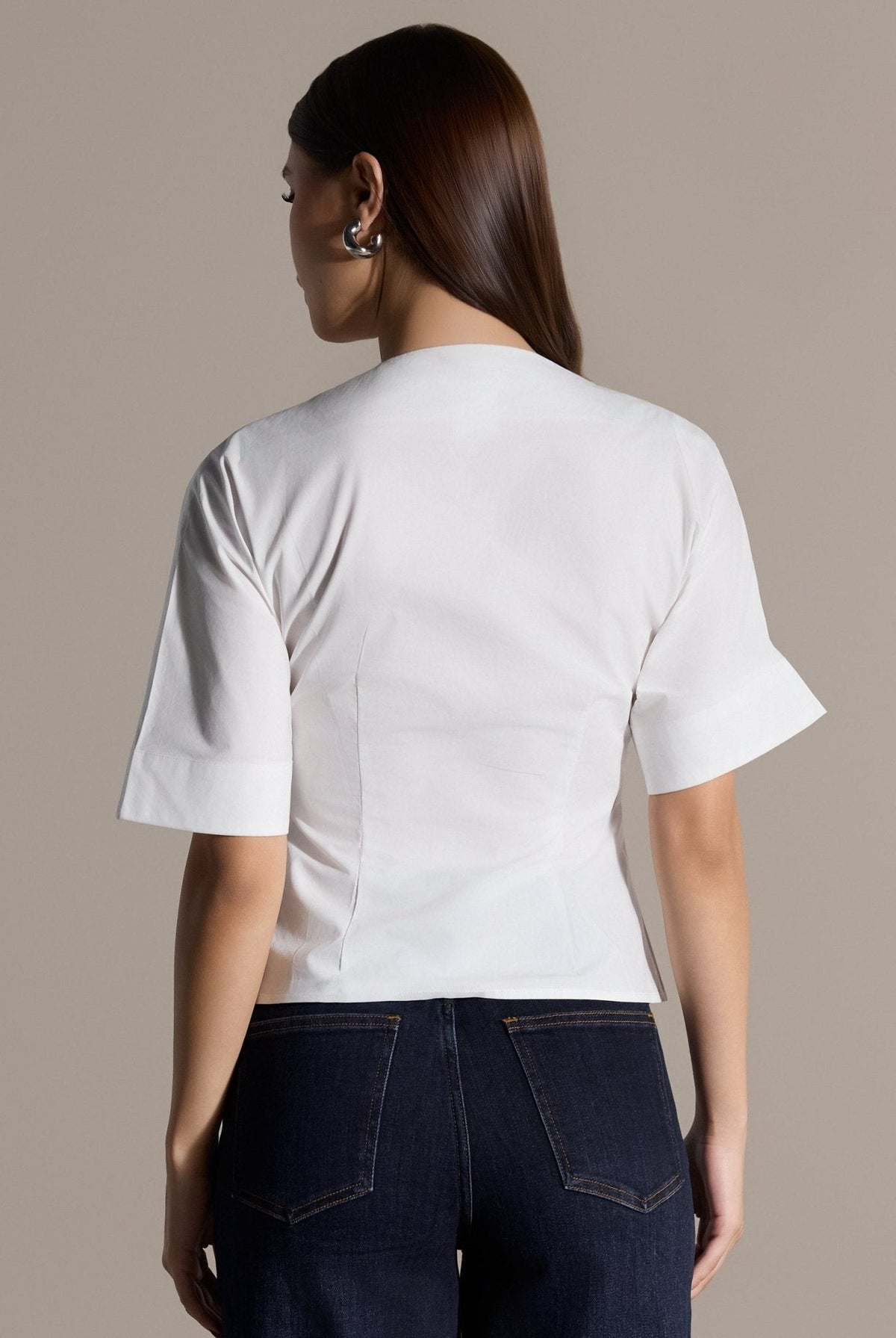 Wide Short-Sleeve Cotton Shirt - shopaleena