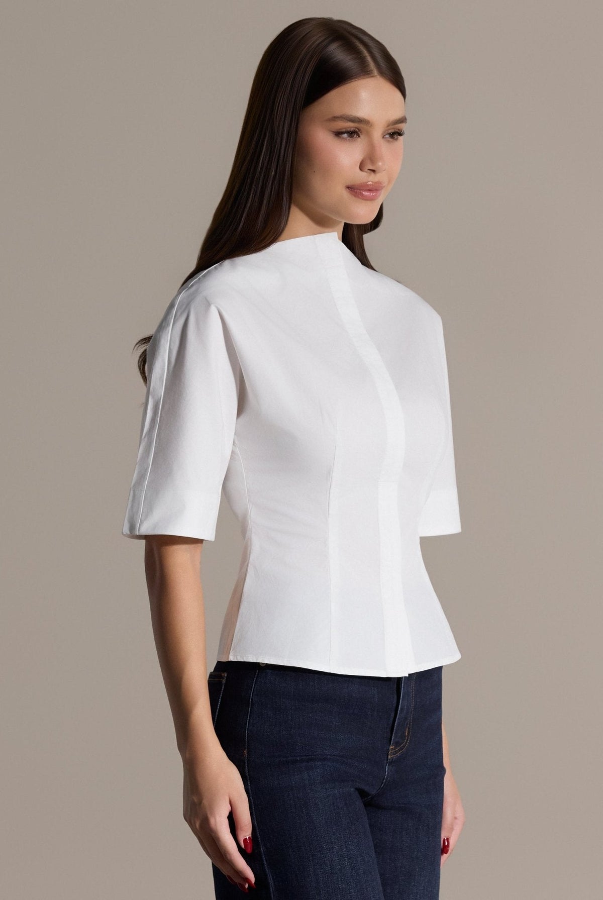 Wide Short-Sleeve Cotton Shirt - shopaleena