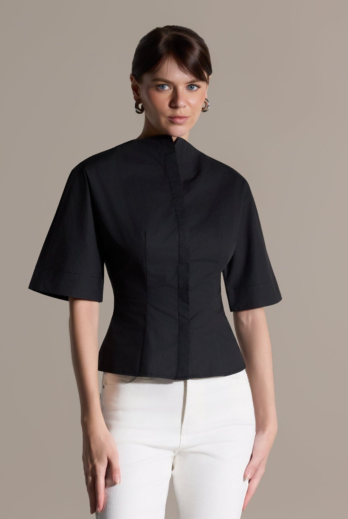 Wide Short-Sleeve Cotton Shirt - shopaleena