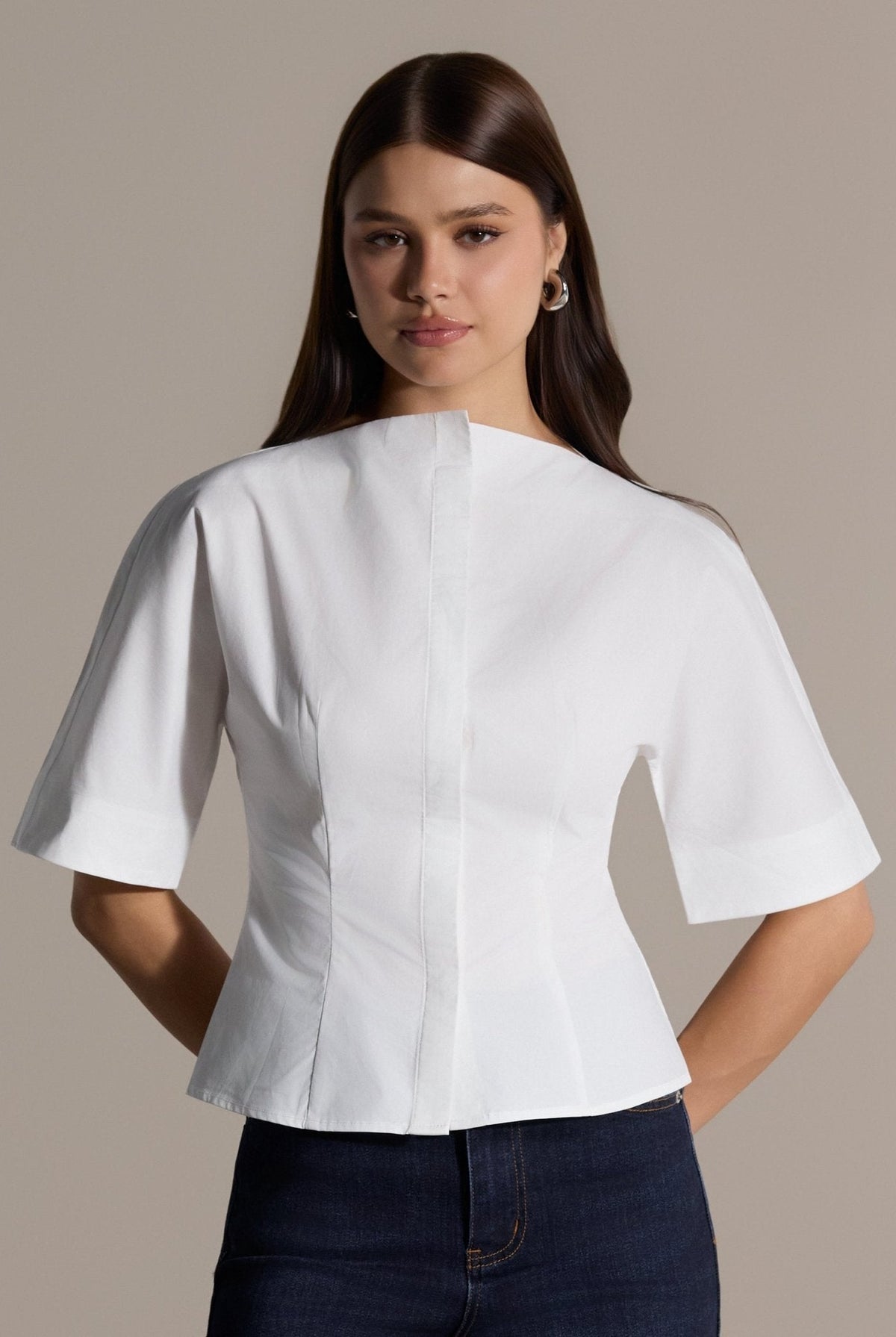 Wide Short-Sleeve Cotton Shirt - shopaleena