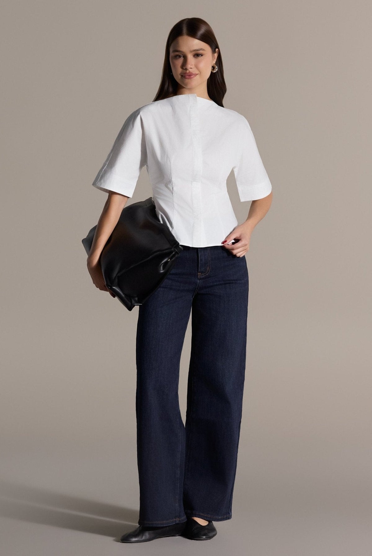 Wide Short-Sleeve Cotton Shirt - shopaleena
