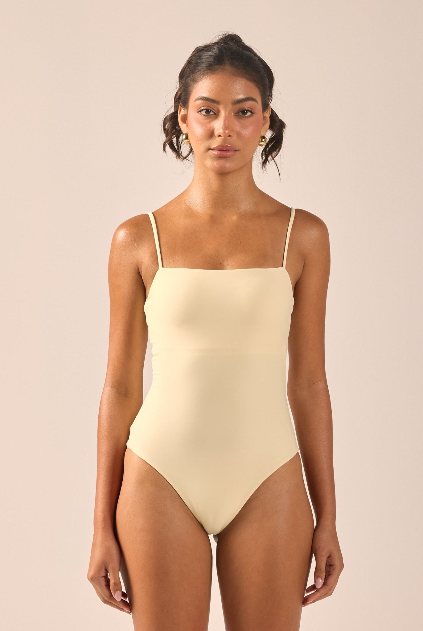 Yellow Braided-Strap One Piece Swimsuit - shopaleena