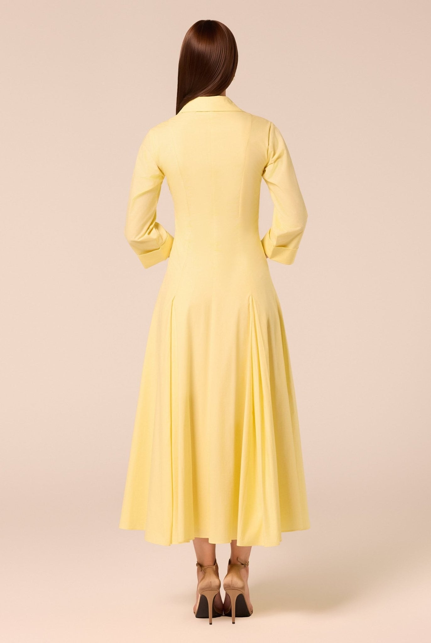 Yellow Collared Poplin Maxi Dress - shopaleena