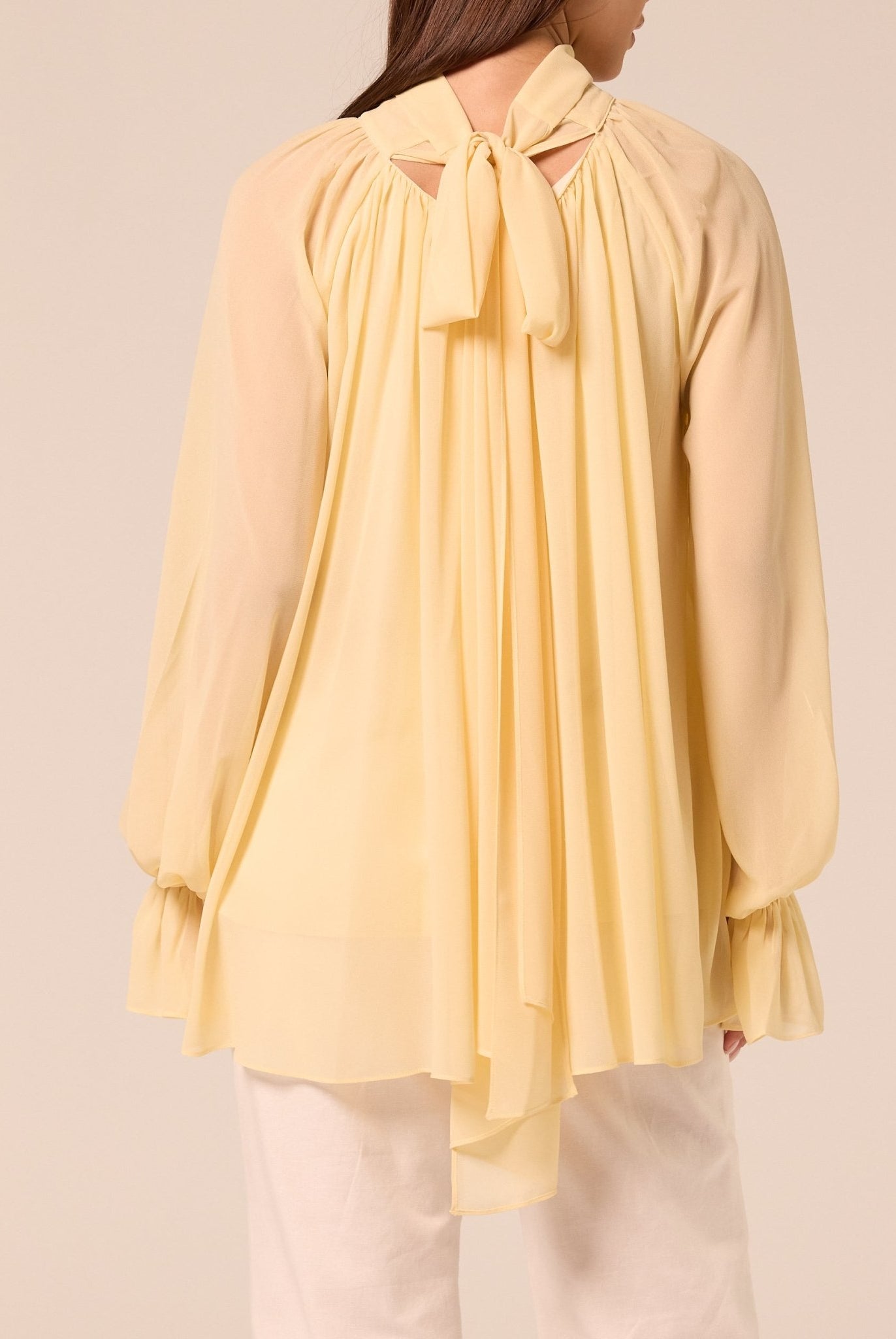 Yellow High Neck Ruffle Blouse - shopaleena