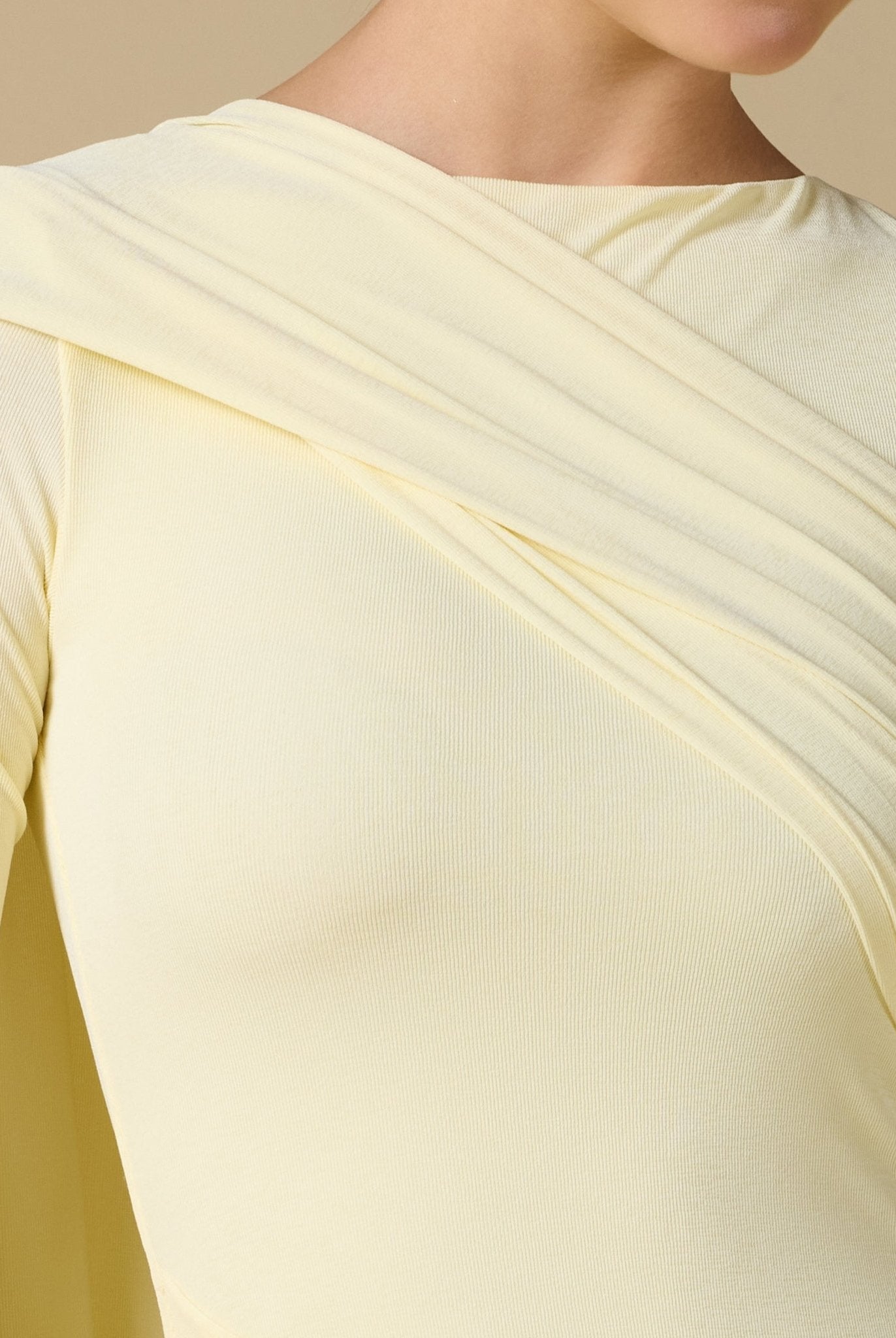 Yellow Jersey Draped Maxi Dress with Back Scarf - shopaleena