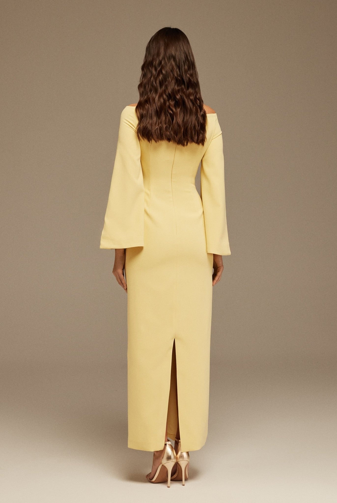 Yellow Off - Shoulder Crossover Top Midi Dress - shopaleena