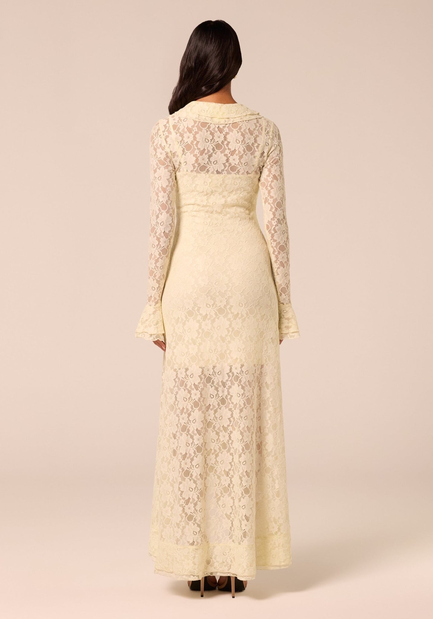 Yellow Ruffle Lace Maxi Dress - shopaleena
