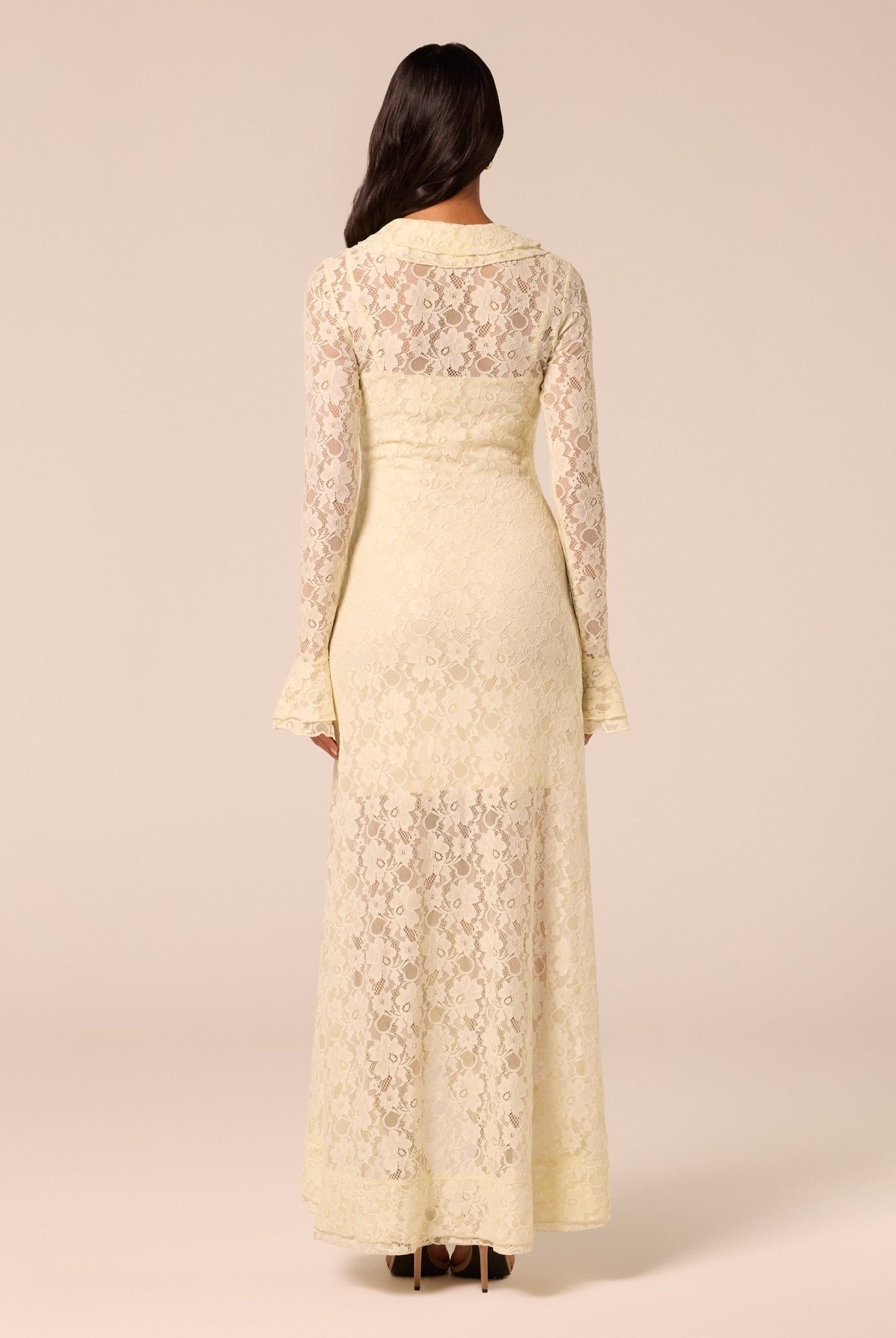 Yellow Ruffle Lace Maxi Dress - shopaleena