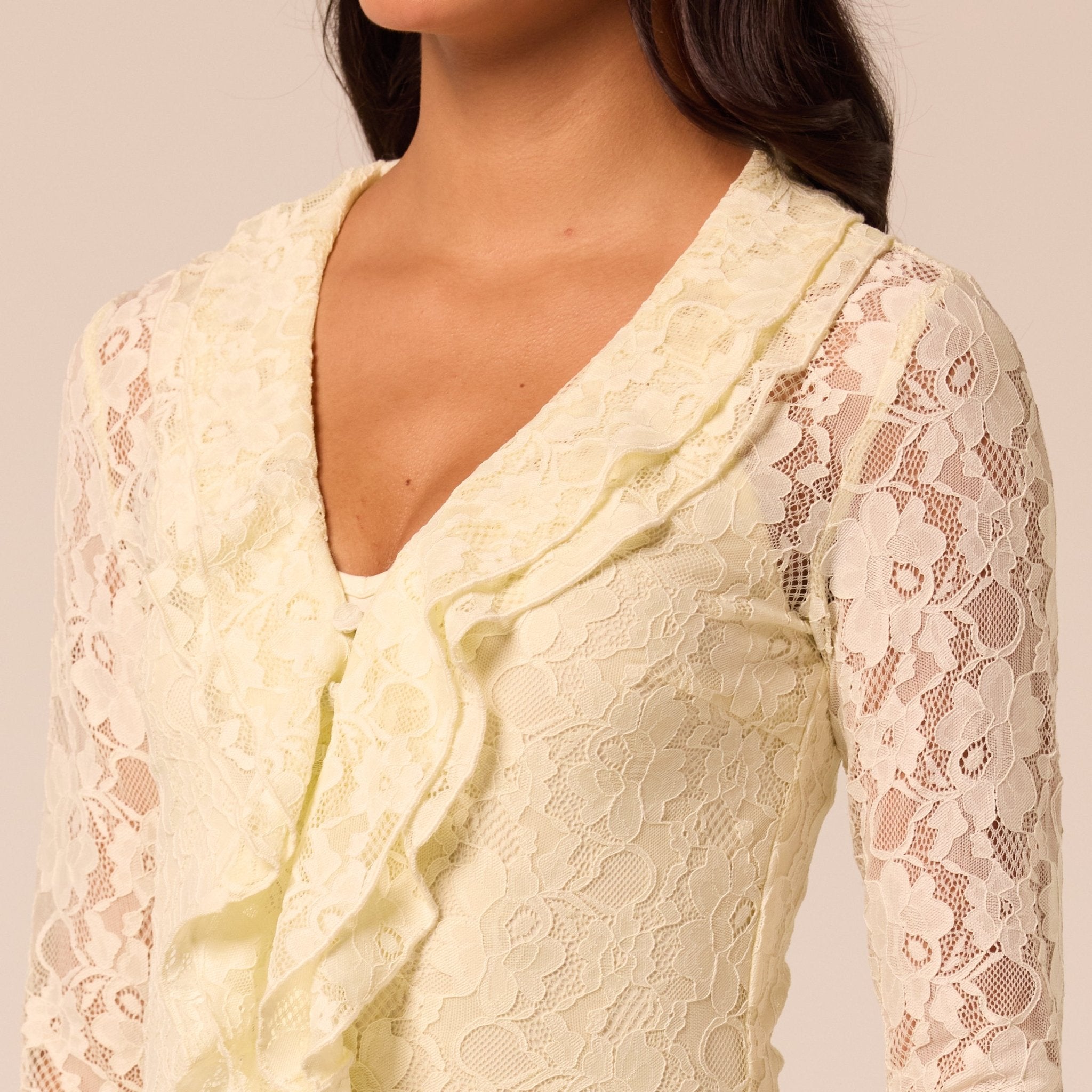 Yellow Ruffle Lace Maxi Dress - shopaleena