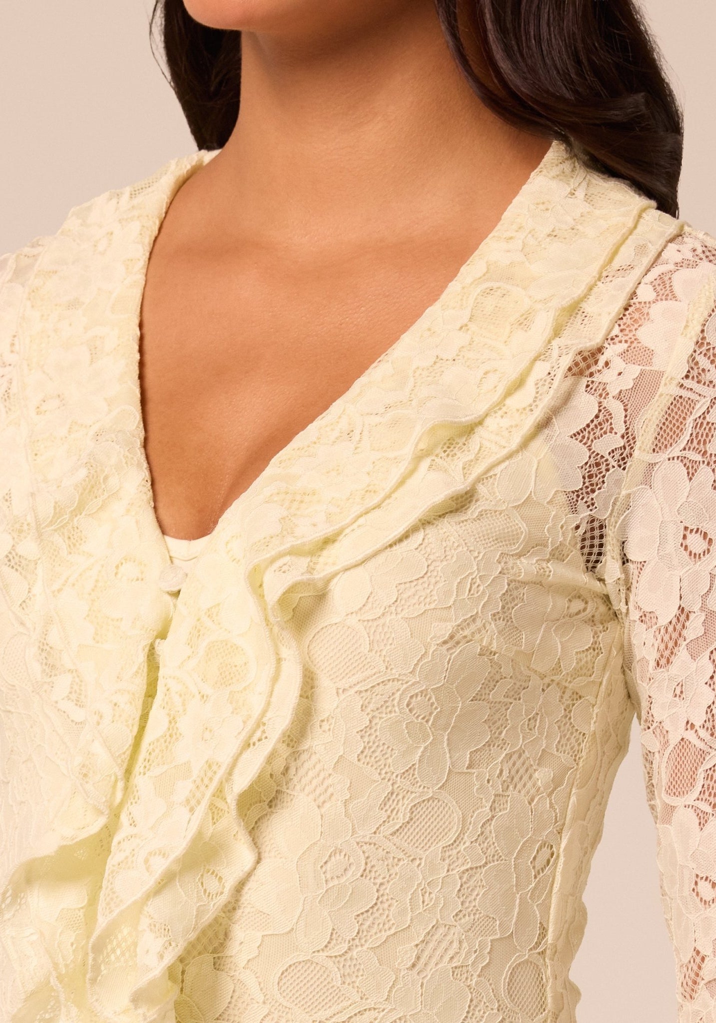 Yellow Ruffle Lace Maxi Dress - shopaleena