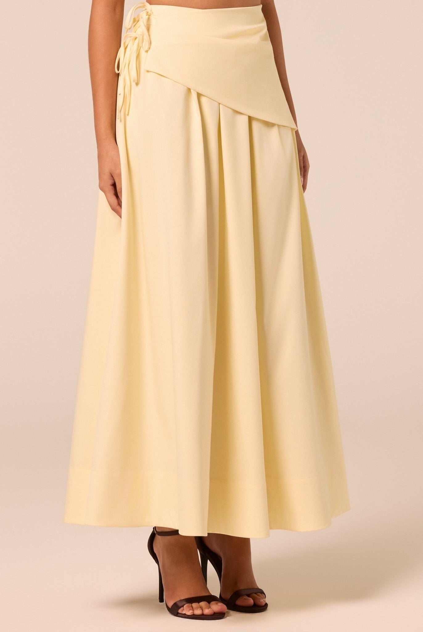 Yellow Side-Tie Poplin Maxi Skirt - shopaleena