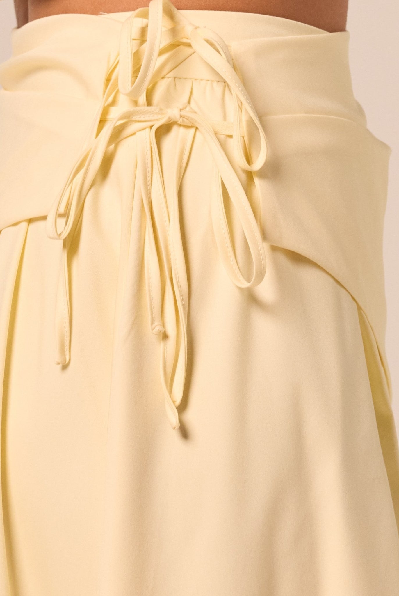 Yellow Side-Tie Poplin Maxi Skirt - shopaleena