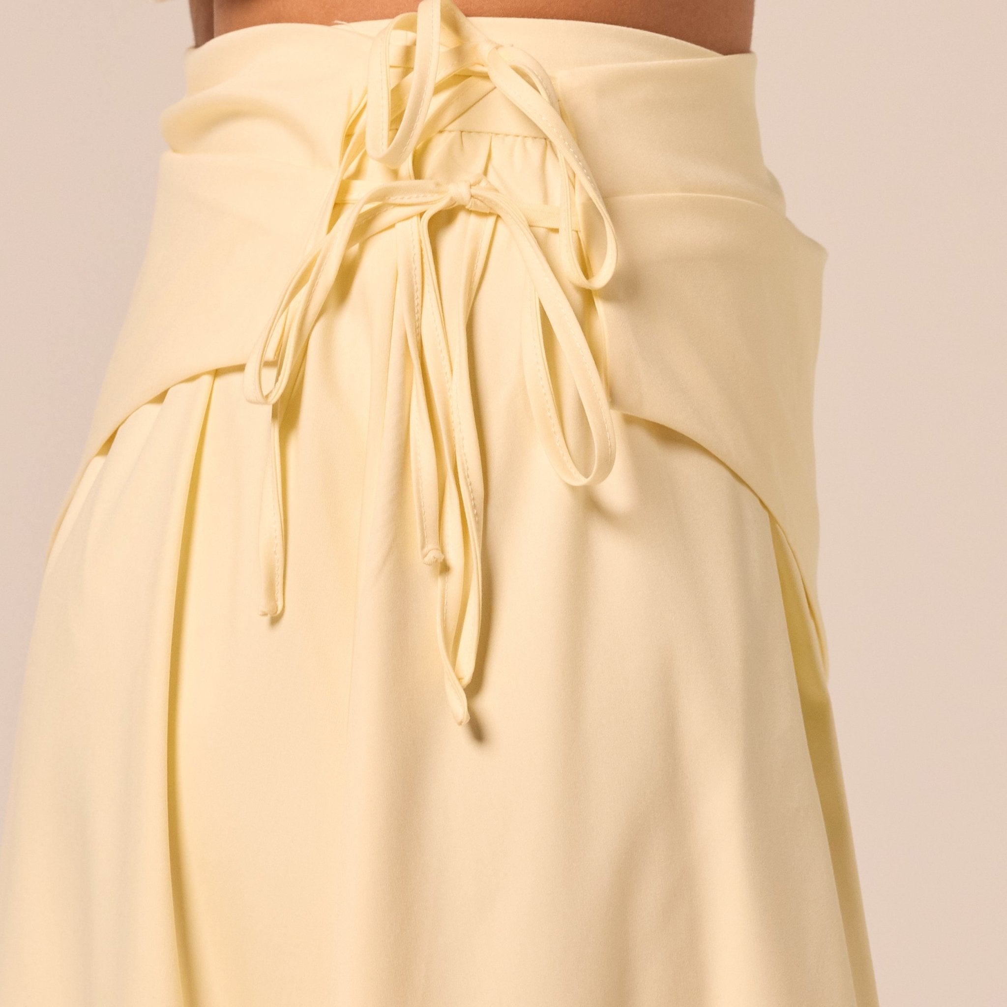 Yellow Side-Tie Poplin Maxi Skirt - shopaleena